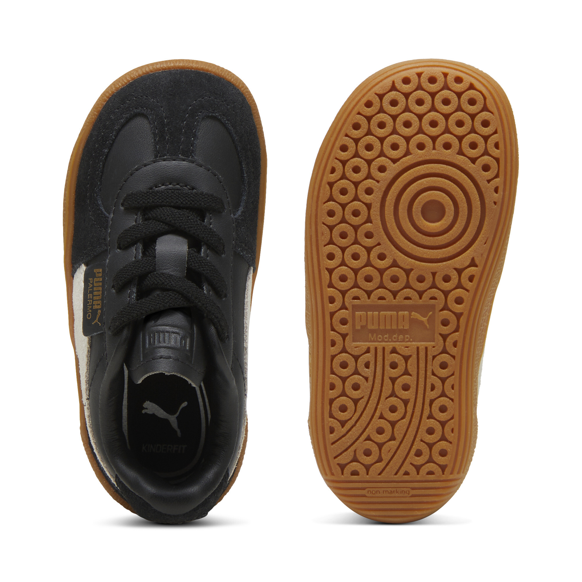 PUMA Palermo leren sneakers, Zwart/Grijs, Maat 20 thumbnail 4