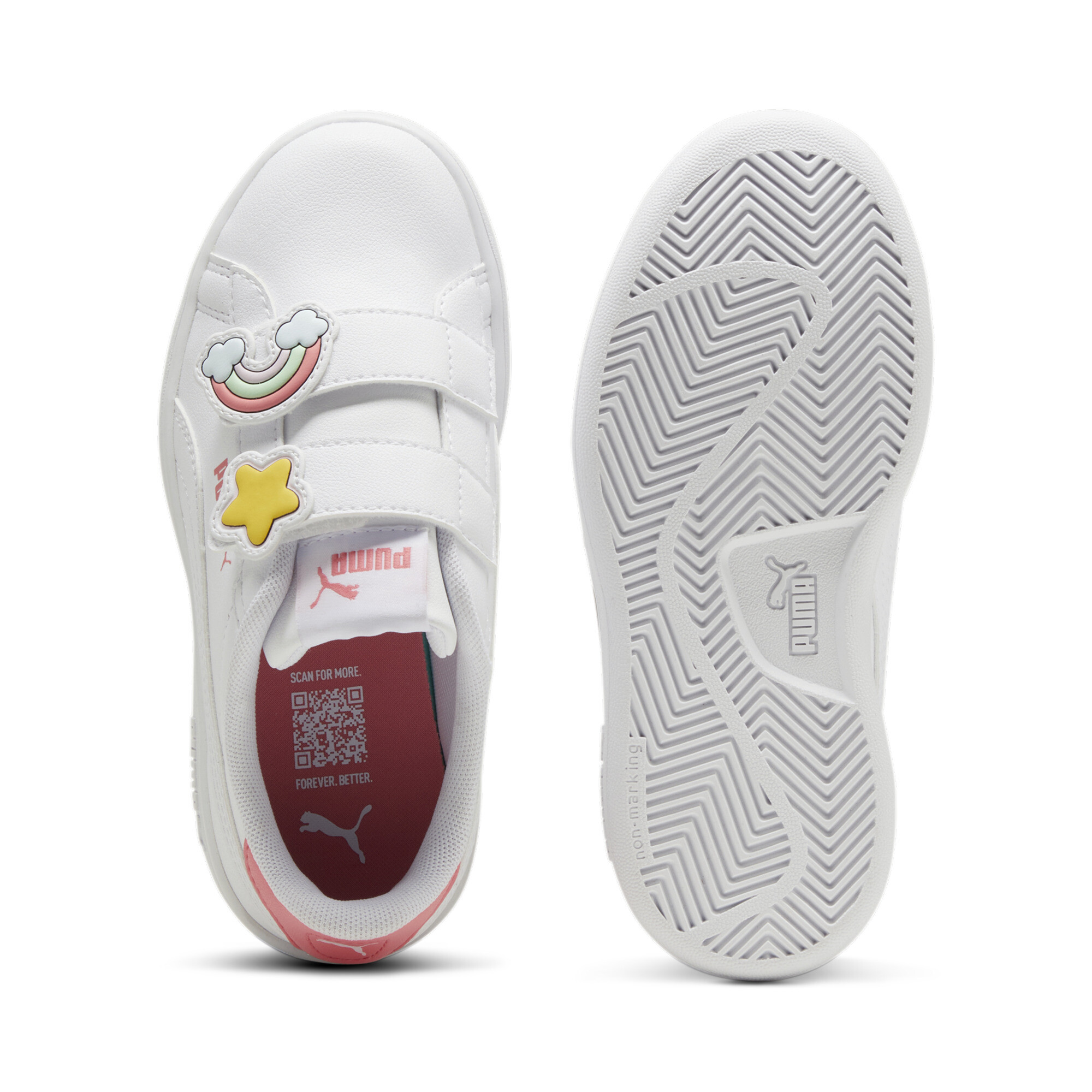 Puma Smash 3.0 Badges Kids' Sneakers, White, Size 32, Shoes