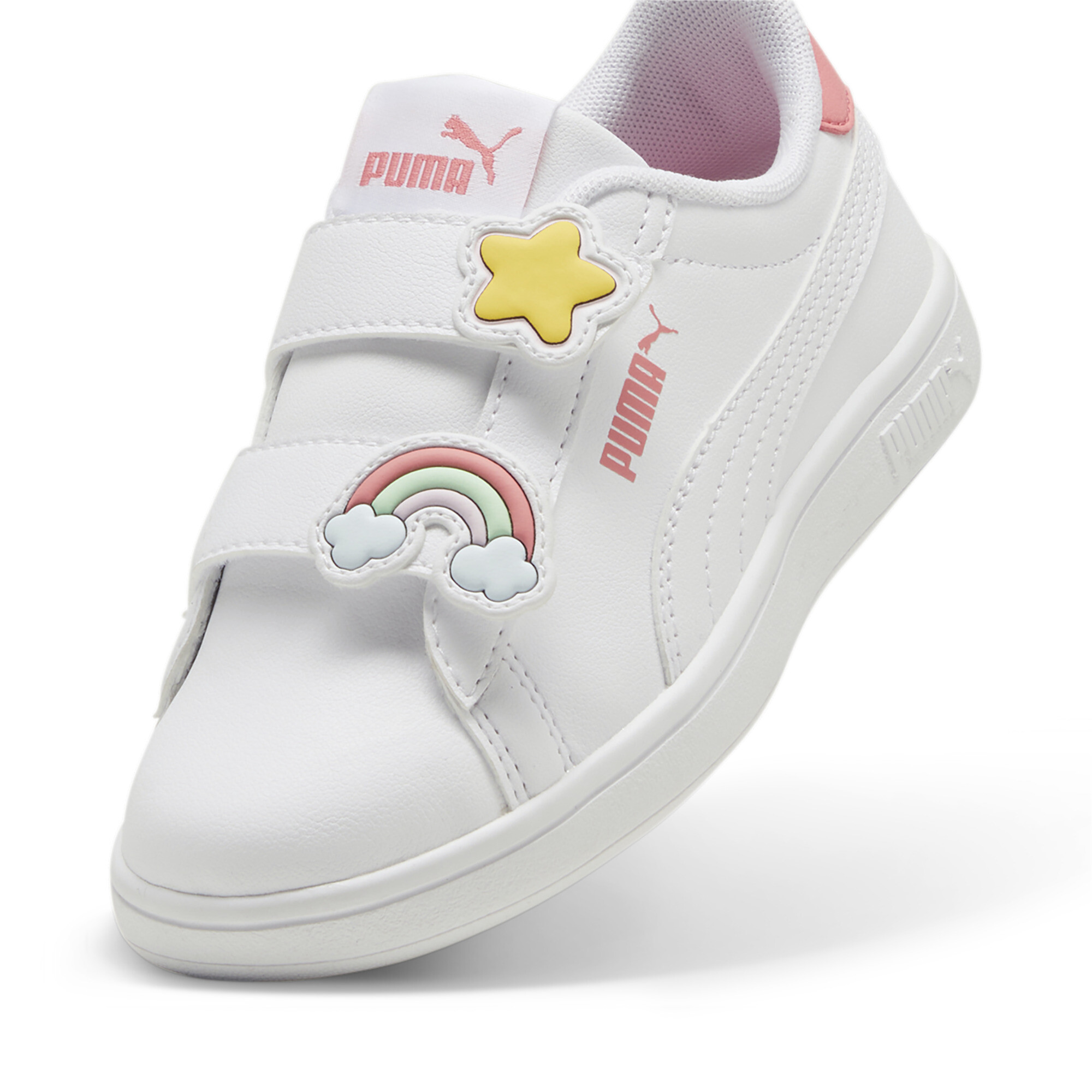 Puma Smash 3.0 Badges Kids' Sneakers, White, Size 32, Shoes