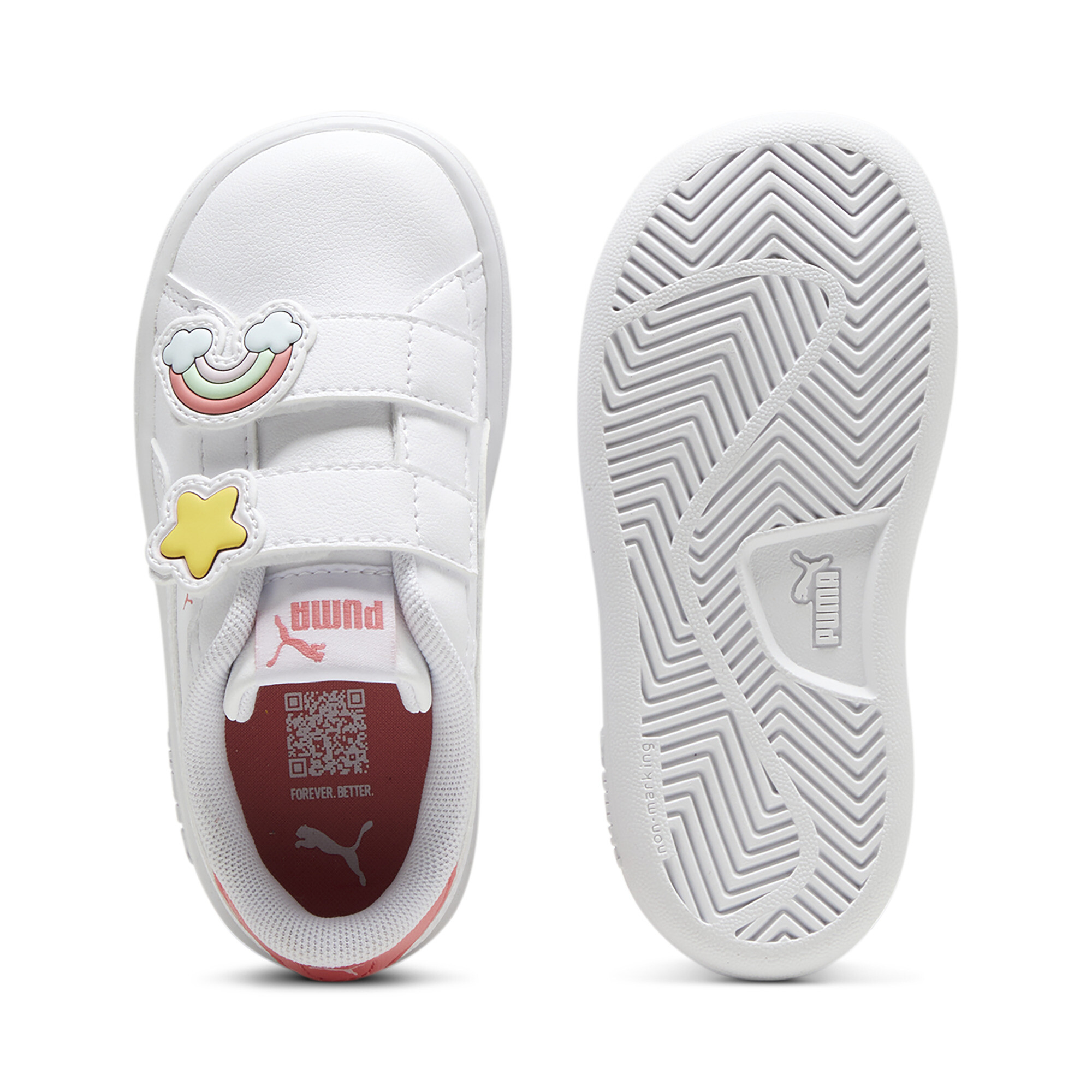 PUMA Smash 3.0 Badges sneakers voor Dames, Wit, Maat 24 thumbnail 4