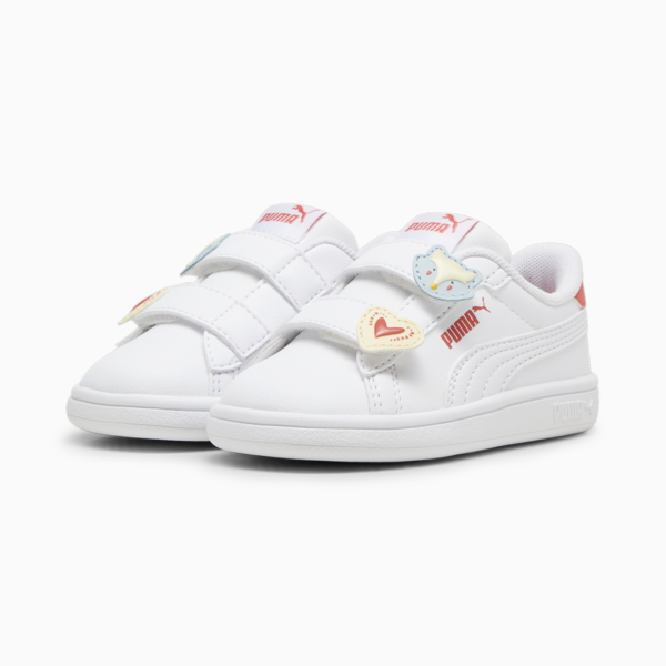 Tenis para infantes PUMA Smash 3.0 Badges, PUMA White-Frosted Dew-Salmon, large-MEX