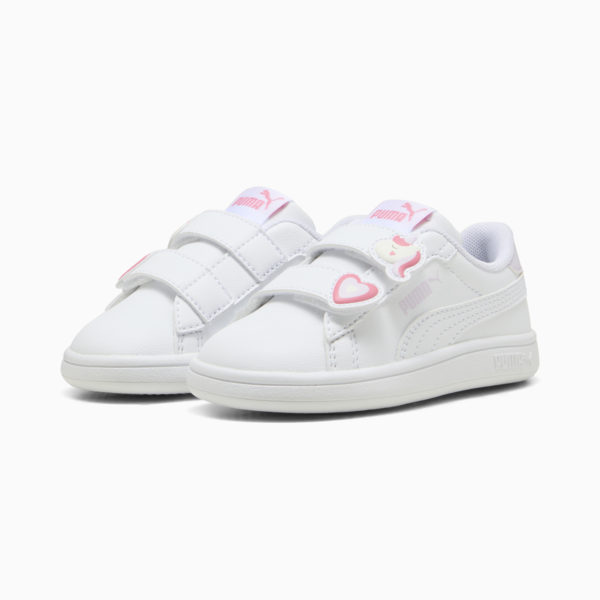 Tenis para infantes PUMA Smash 3.0 Badges, PUMA White-Magic Rose-Lilac Frost, large-MEX