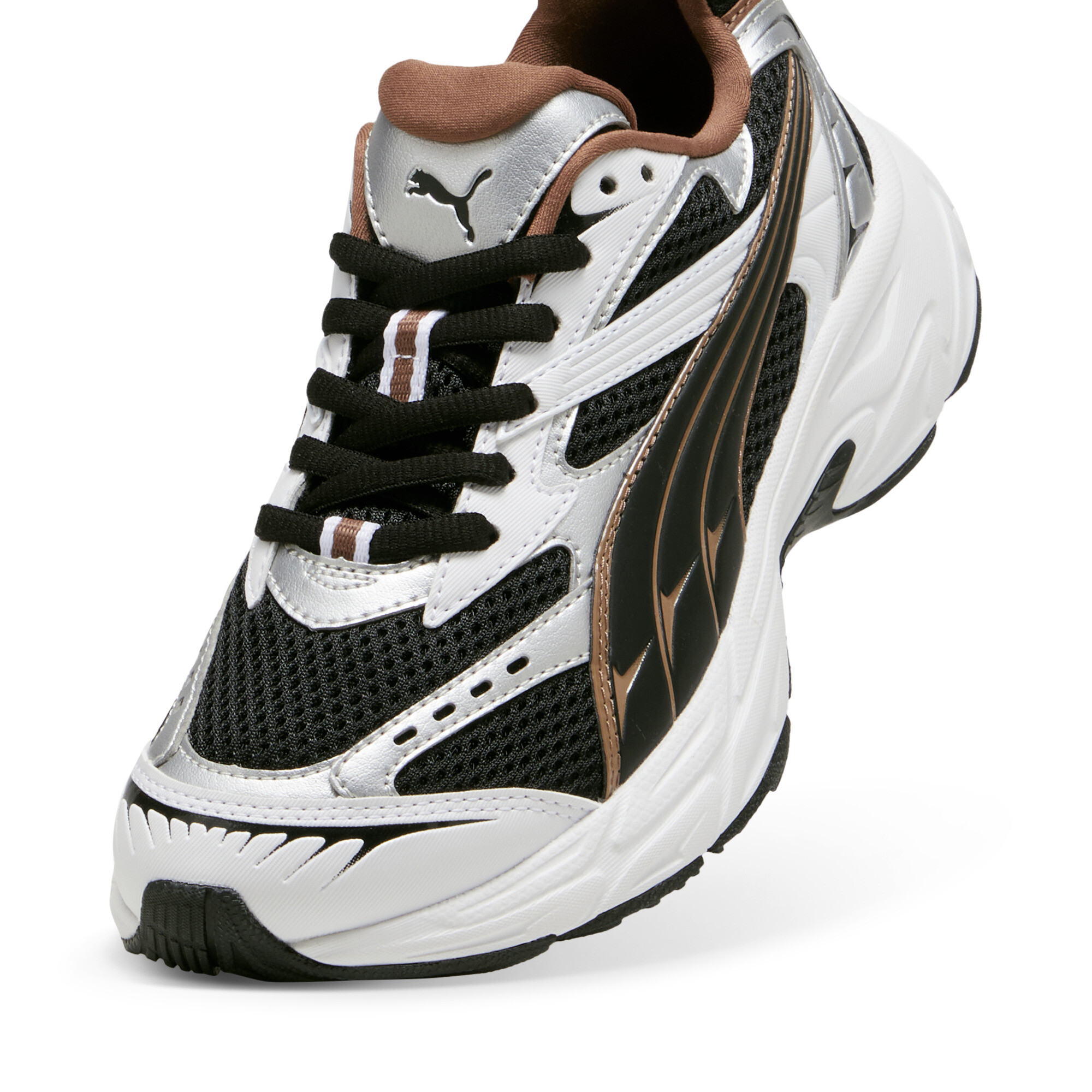 PUMA Morphic Metallic sneakers voor Dames, Zwart/Bruin, Maat 36