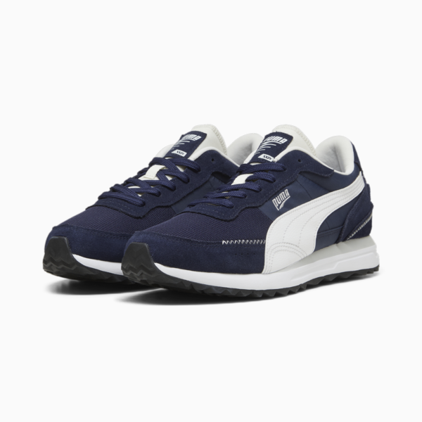 Road Rider Suede Sneakers, PUMA Navy-PUMA White, large-ZAF