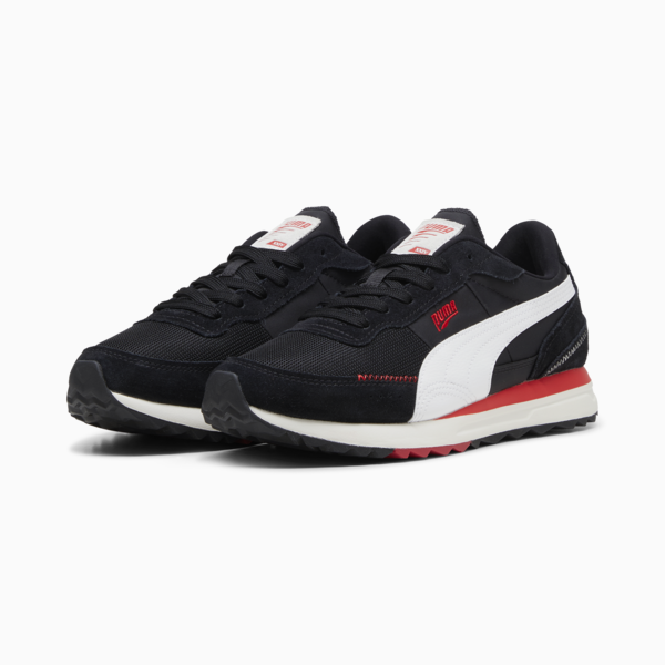 Road Rider Suede Sneakers, PUMA Black-PUMA Red, large-ZAF