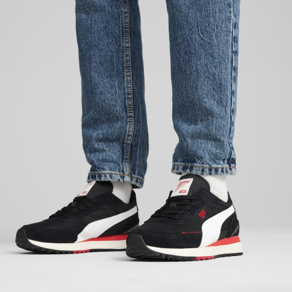 Road Rider Suede Sneakers, PUMA Black-PUMA Red, large-ZAF