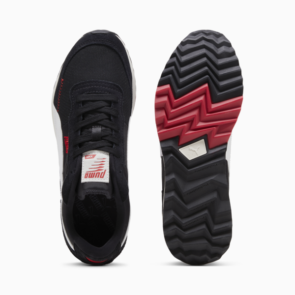 Road Rider Suede Sneakers, PUMA Black-PUMA Red, large-ZAF