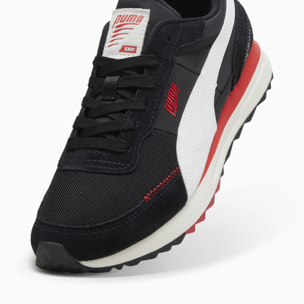 Road Rider Suede Sneakers, PUMA Black-PUMA Red, large-ZAF