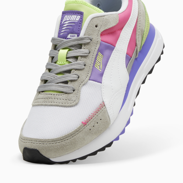 Road Rider Suede Sneakers, Smokey Gray-Fluro Pink Pes, large-ZAF