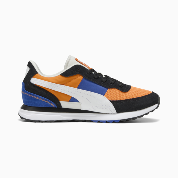 Road Rider Suede Sneakers, Orange Glo-PUMA Black, large-ZAF