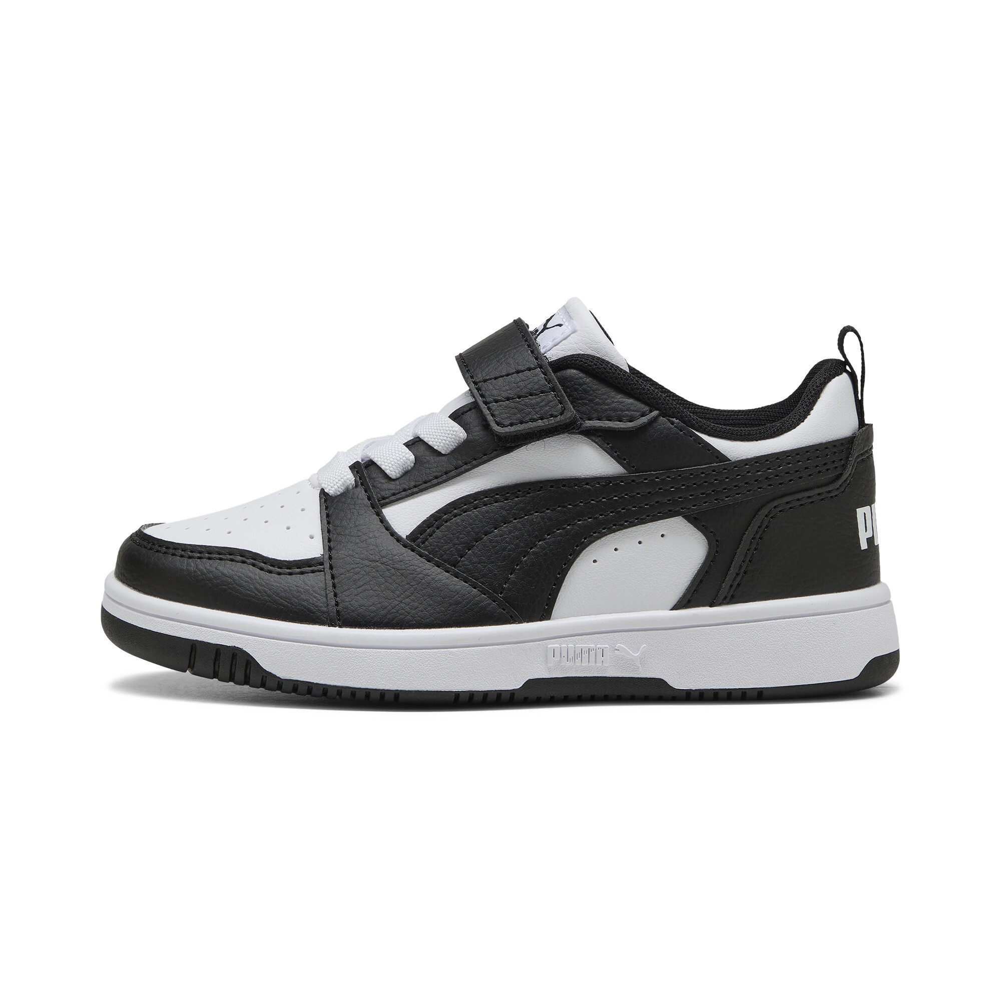 Puma Rebound V6 Lo Sneakers Kinder Schuhe | White/Black | Größe: 27.5