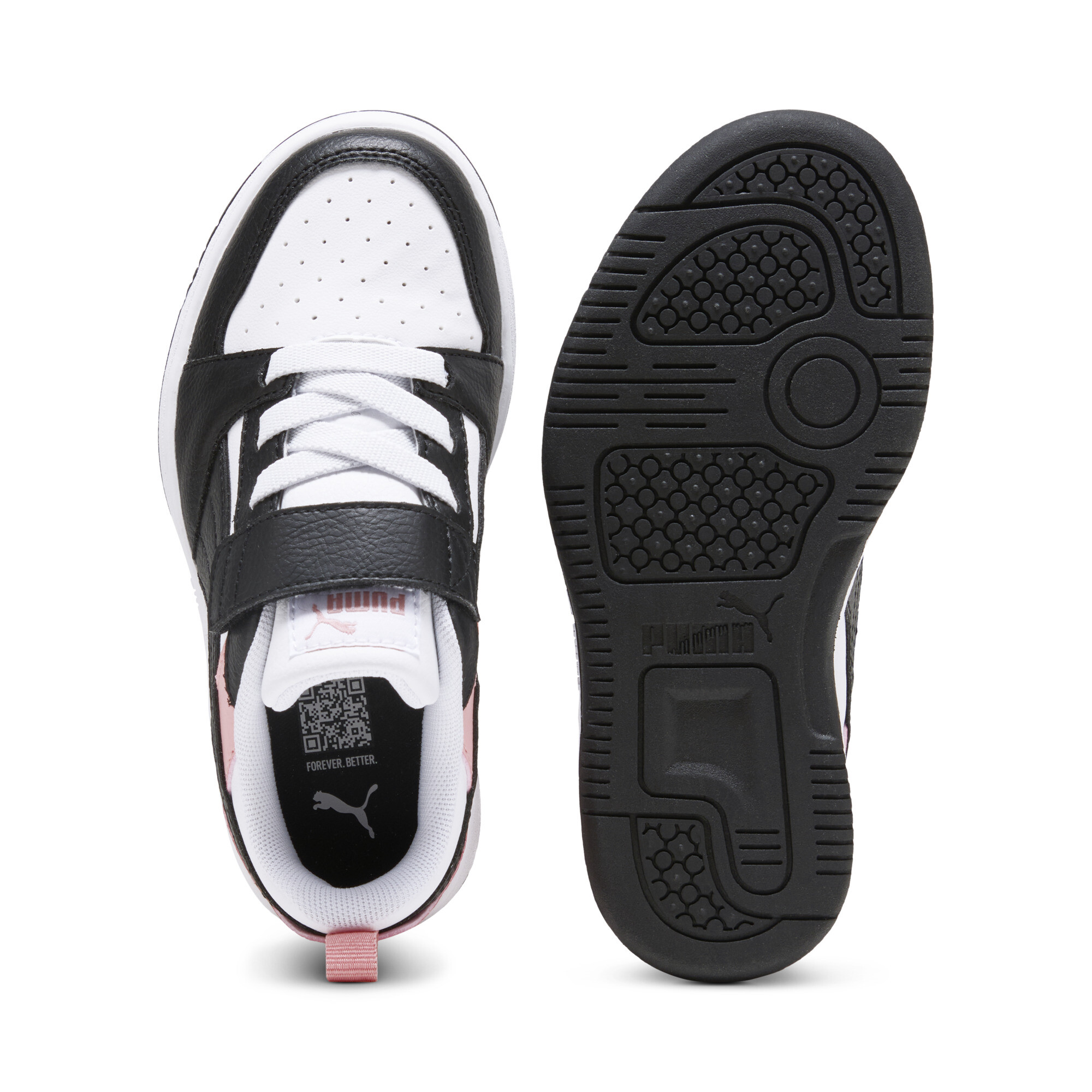 PUMA Rebound V6 Lo sneakers, Roze/Zwart/Wit, Maat 31 thumbnail 4