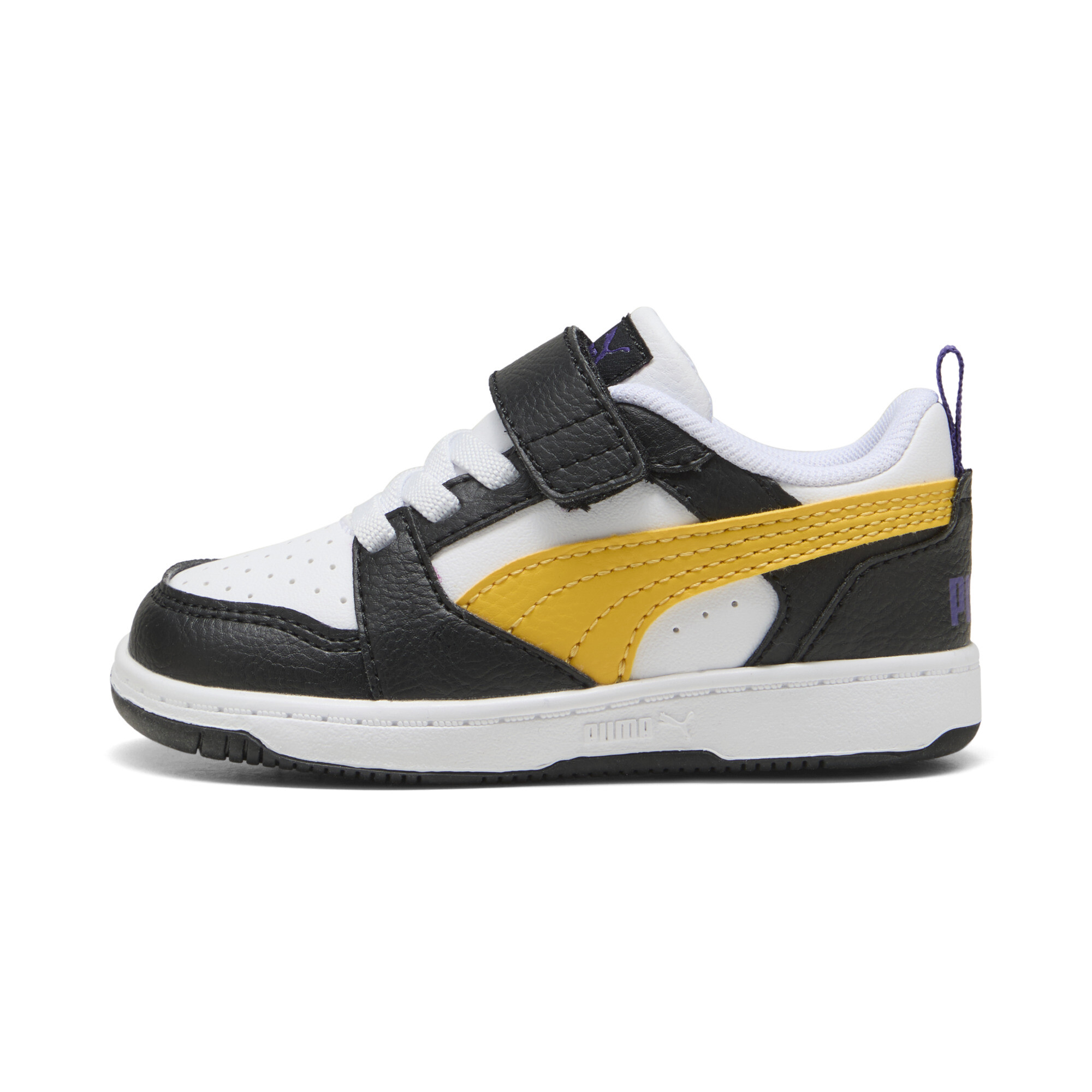 Puma Rebound V6 Lo Sneakers Babys Schuhe | Mit Colorful | Black/Yellow Sizzle/White | Größe: 22