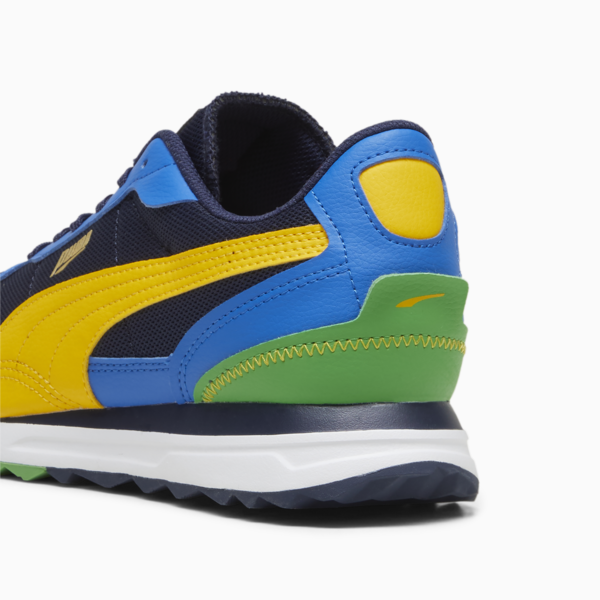 Road Rider Leather Sneakers, PUMA Navy-Yellow Sizzle, large-ZAF