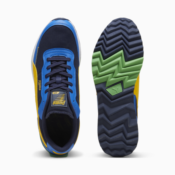 Road Rider Leather Sneakers, PUMA Navy-Yellow Sizzle, large-ZAF