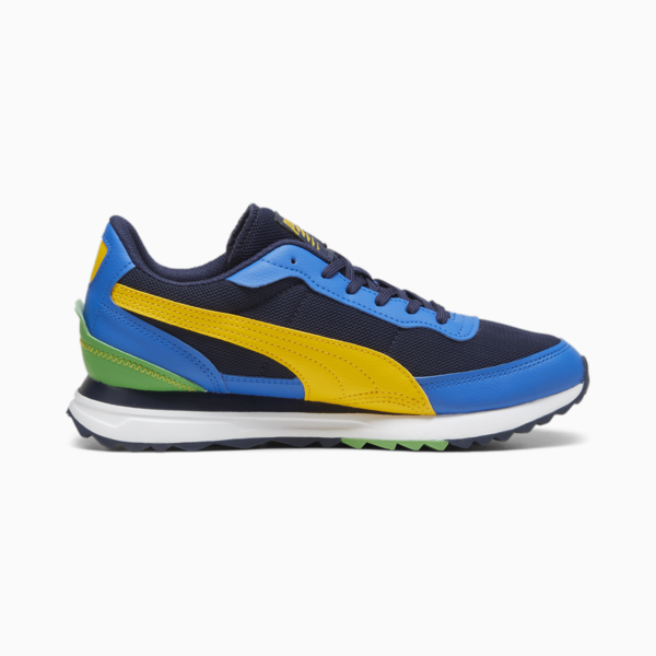 Road Rider Leather Sneakers, PUMA Navy-Yellow Sizzle, large-ZAF