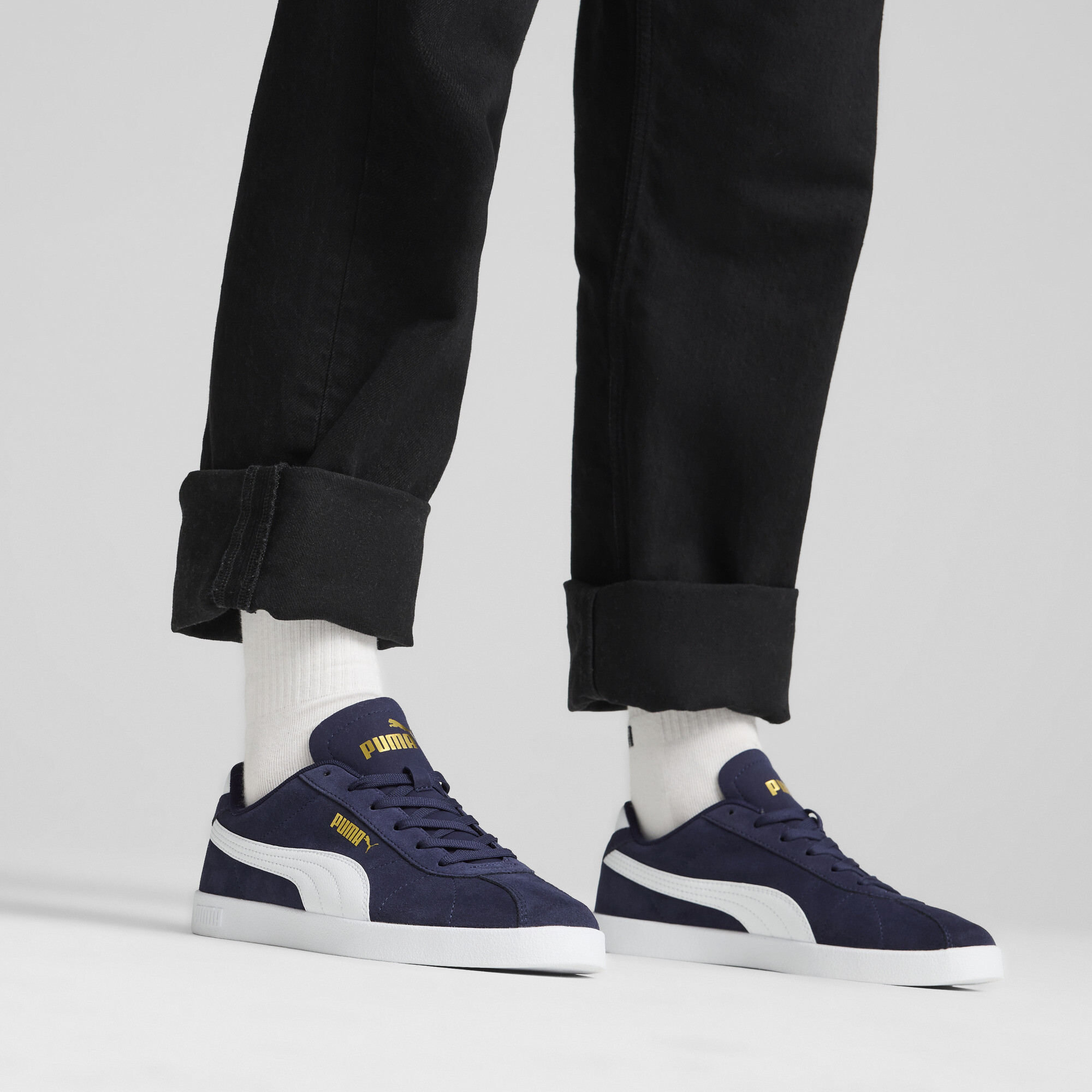PUMA Club II Suede unisex sneakers, Blauw/Wit/Goud, Maat 45 thumbnail 8