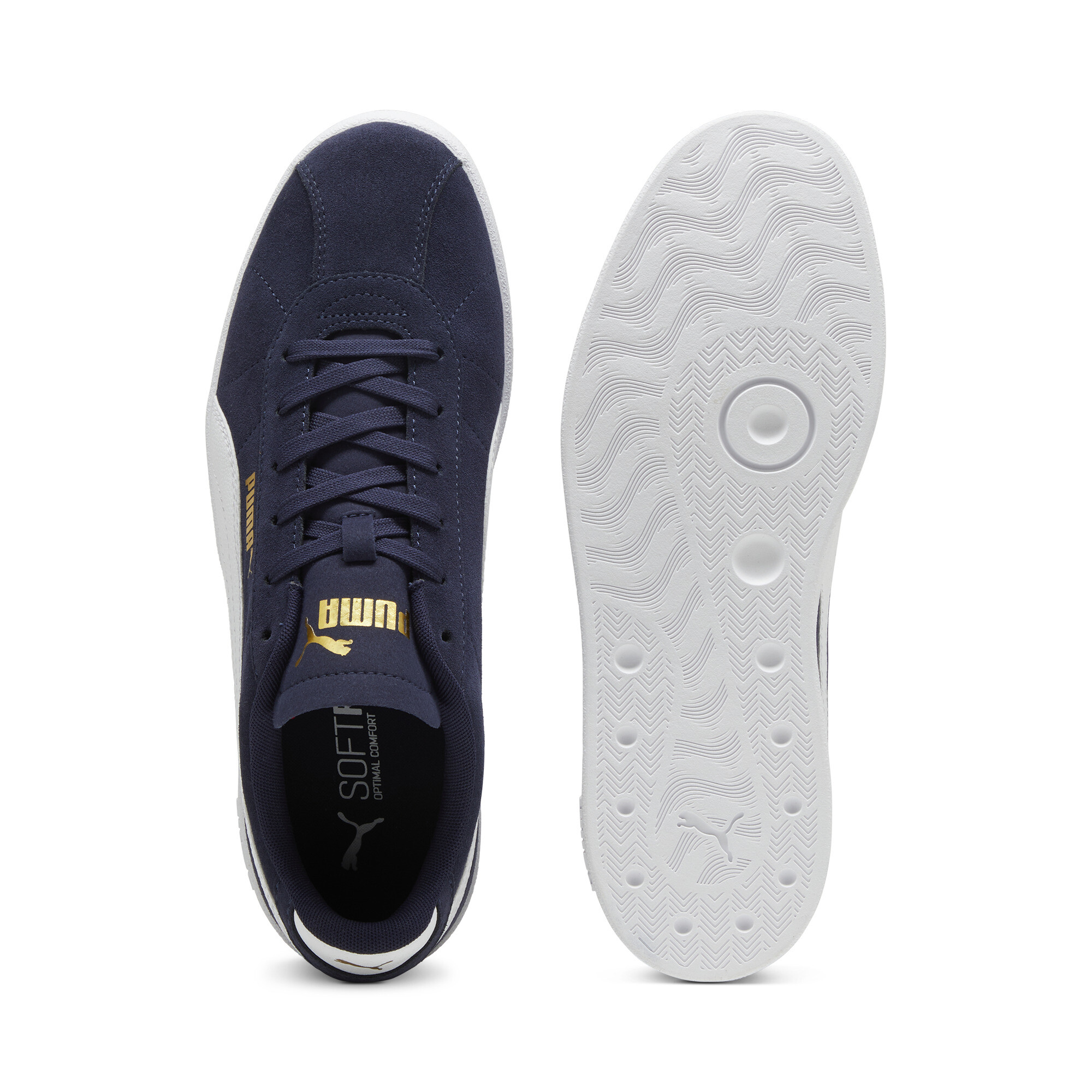 PUMA Club II Suede unisex sneakers, Blauw/Wit/Goud, Maat 45 thumbnail 4