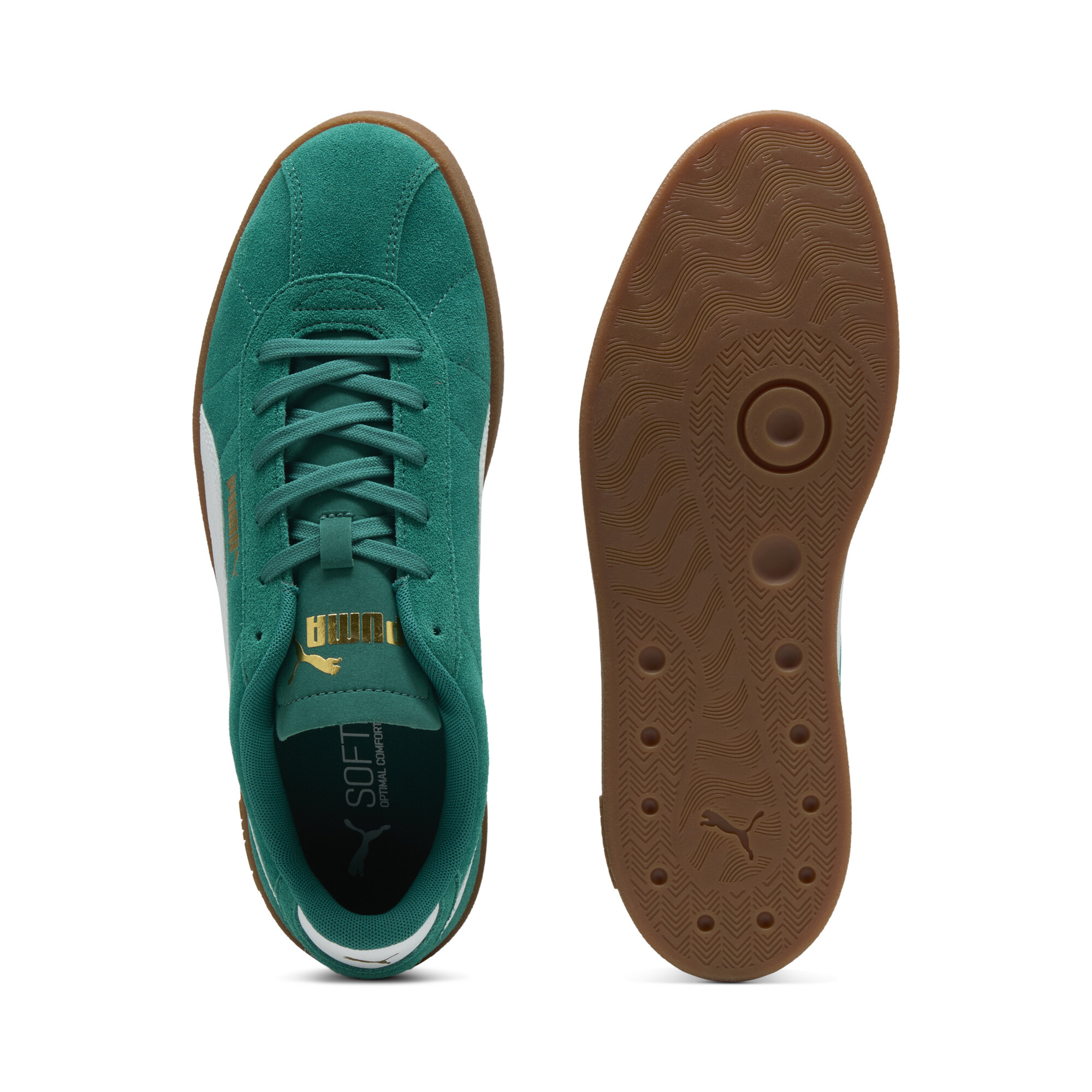PUMA Club II Suede unisex sneakers, Groen/Wit/Goud, Maat 42 thumbnail 4