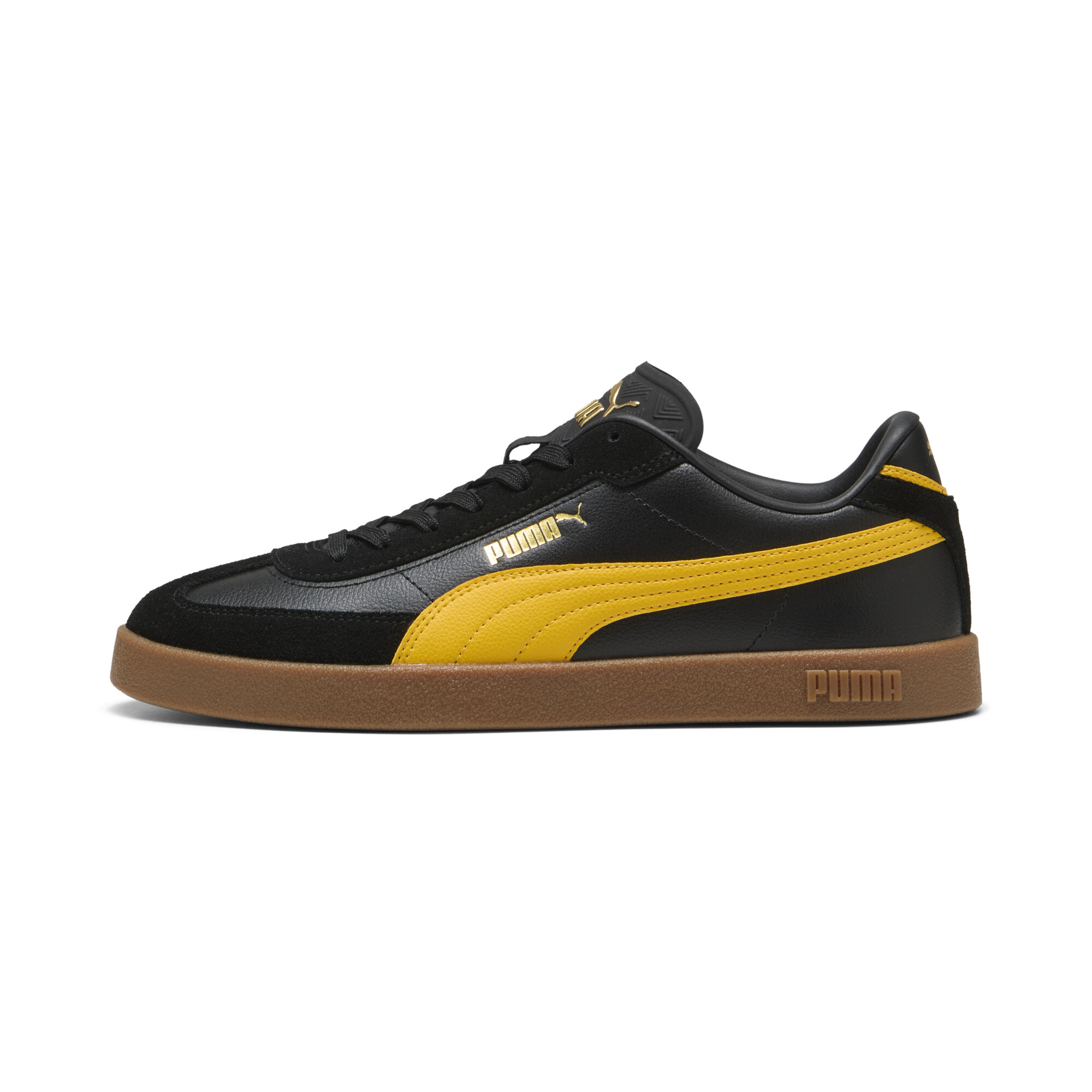 Puma Club II Era Sneakers Unisex Schuhe | Mit Plain | Black/Yellow Sizzle/Gum | Größe: 38.5