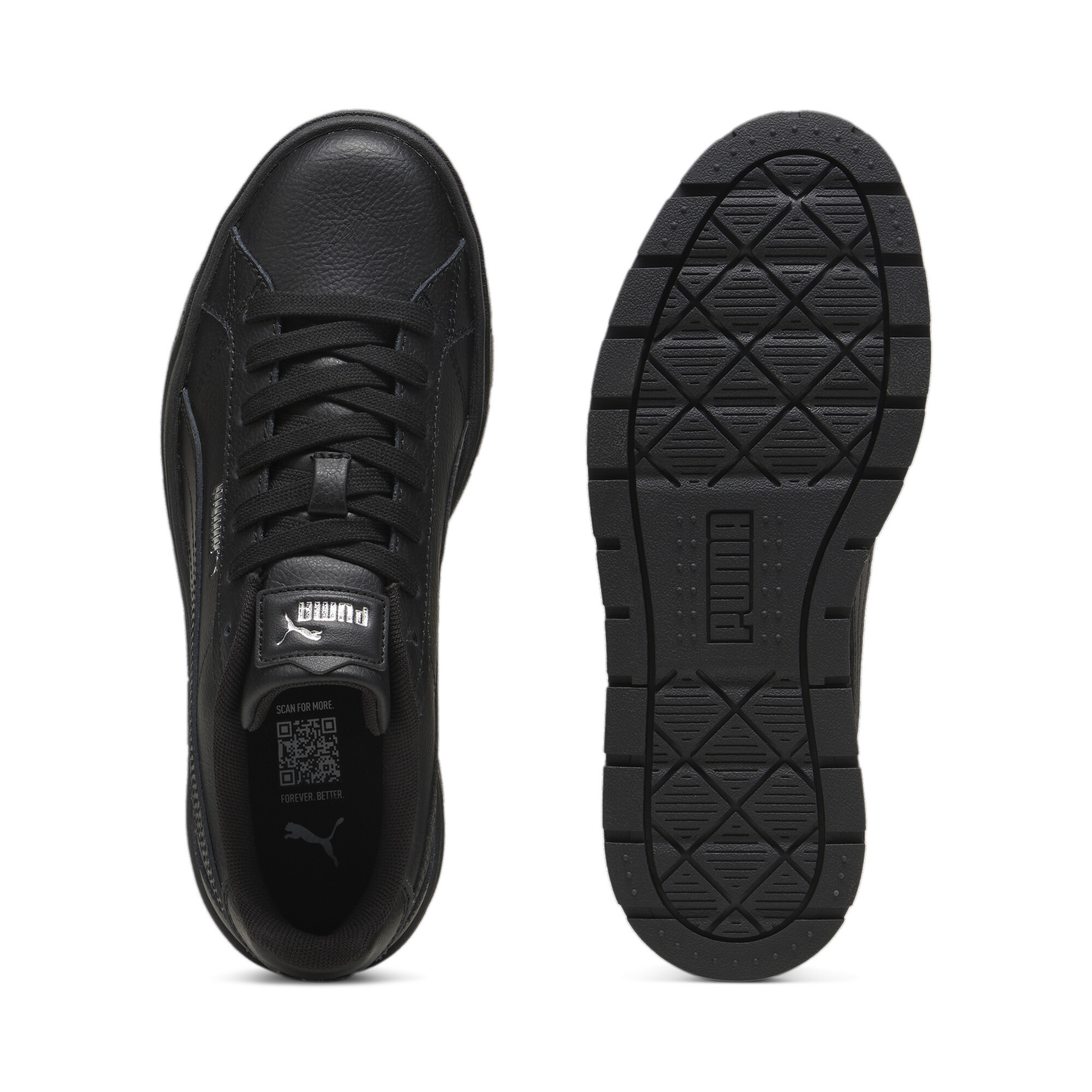 PUMA Karmen II Leather sneakers voor Dames, Zwart/Zilver, Maat 37 thumbnail 4