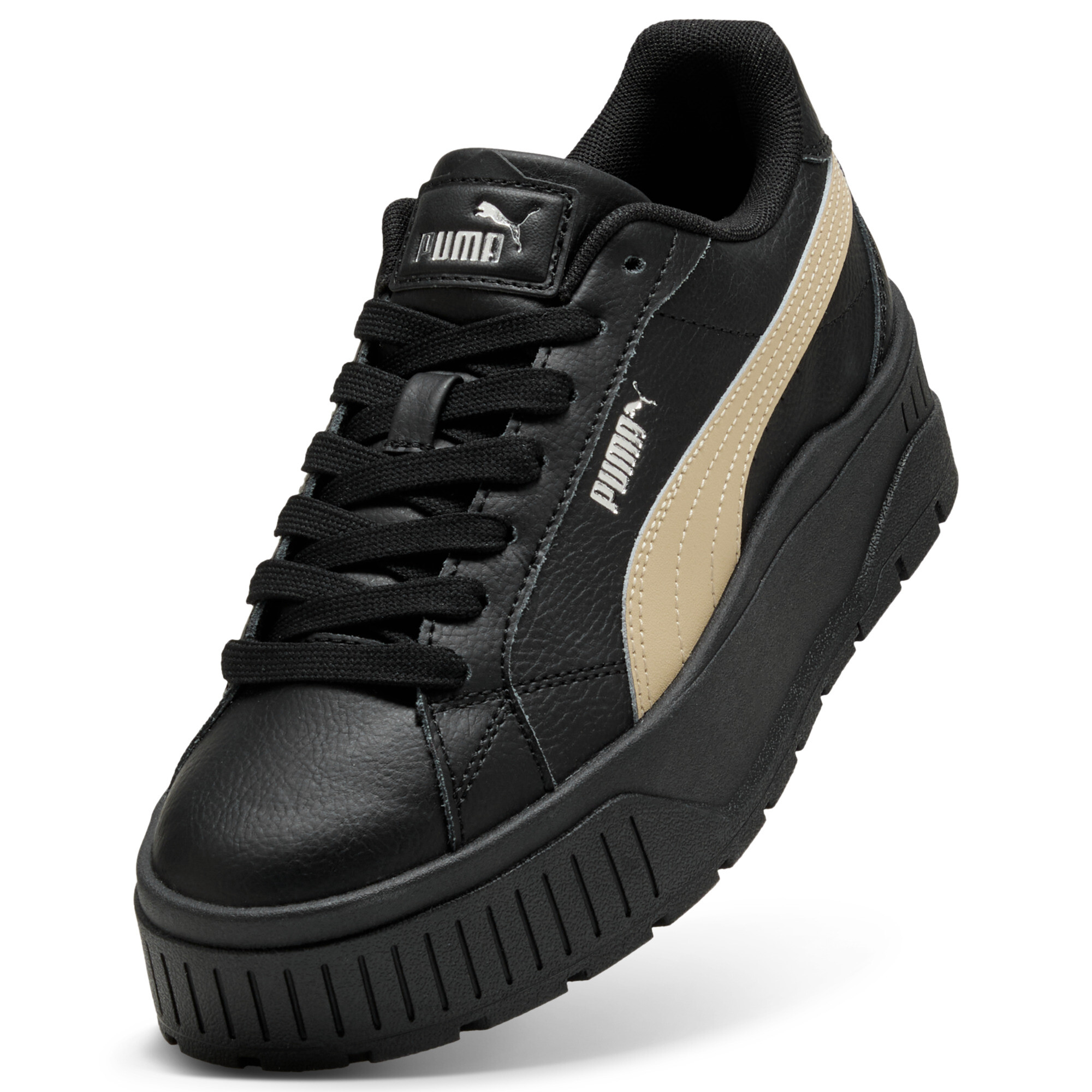 PUMA Karmen II Leather sneakers voor Dames, Zwart/Zilver, Maat 37,5 thumbnail 2