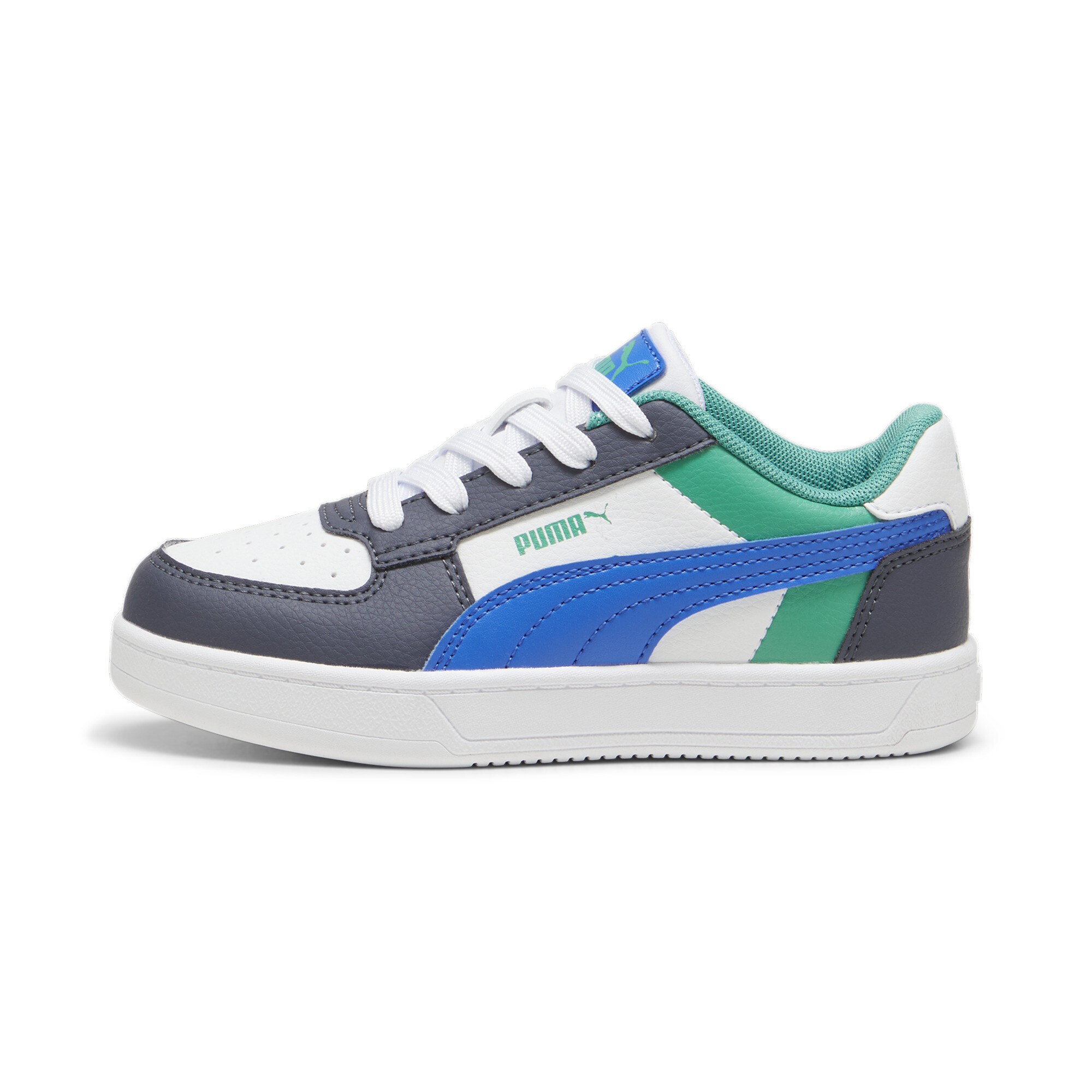 Puma Caven 2.0 Block Sneakers Kinder Schuhe | Mit Plain | White/Hyperlink Blue/Galactic Gray | Größe: 31