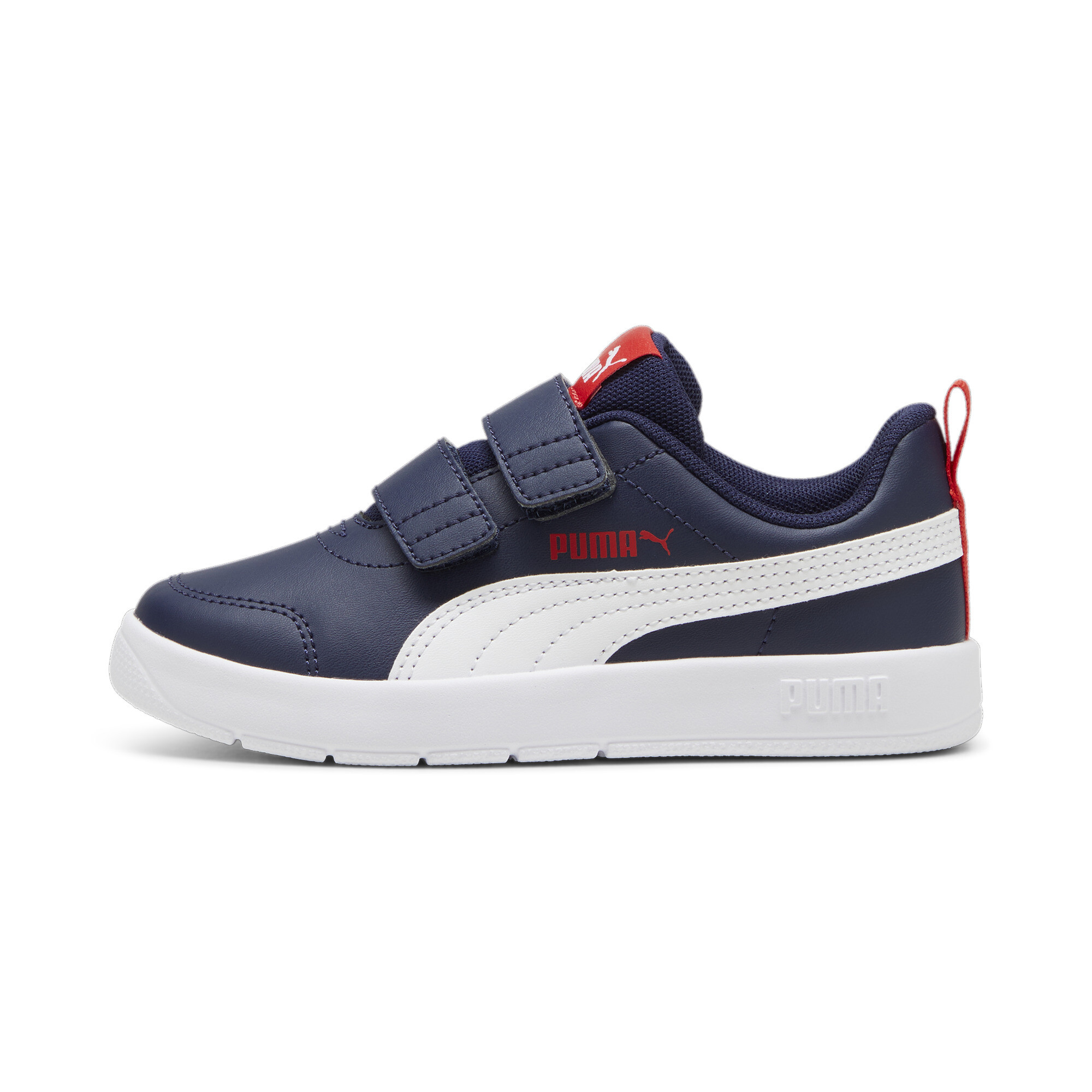 Puma Courtflex V3 Sneakers Kinder Schuhe | Navy/White/Red | Größe: 34.5