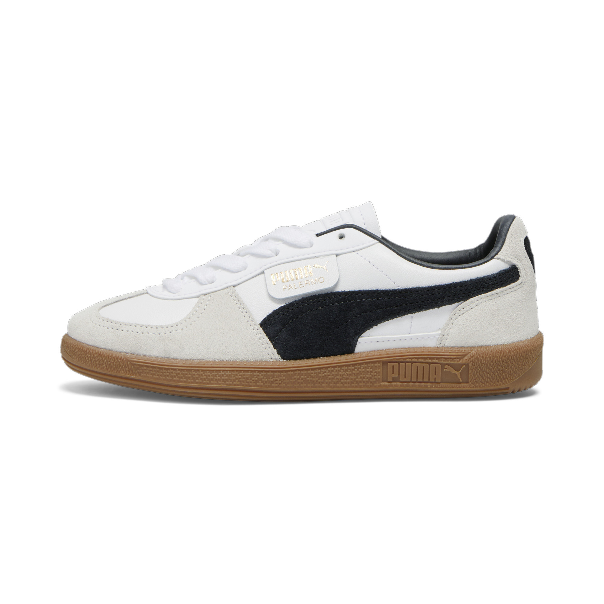 Puma Palermo Leather Sneakers Damen Schuhe | Mit Plain | White/Vapor Gray/Gum | Größe: 40.5