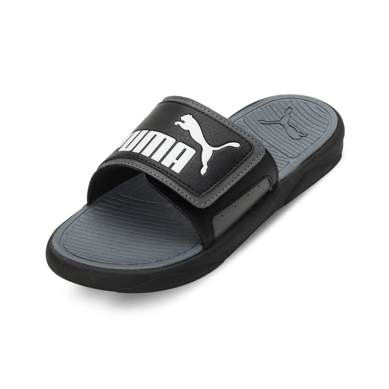 PUMA Royalcat Comfort Unisex Slides in White/Black/Gray size UK 9