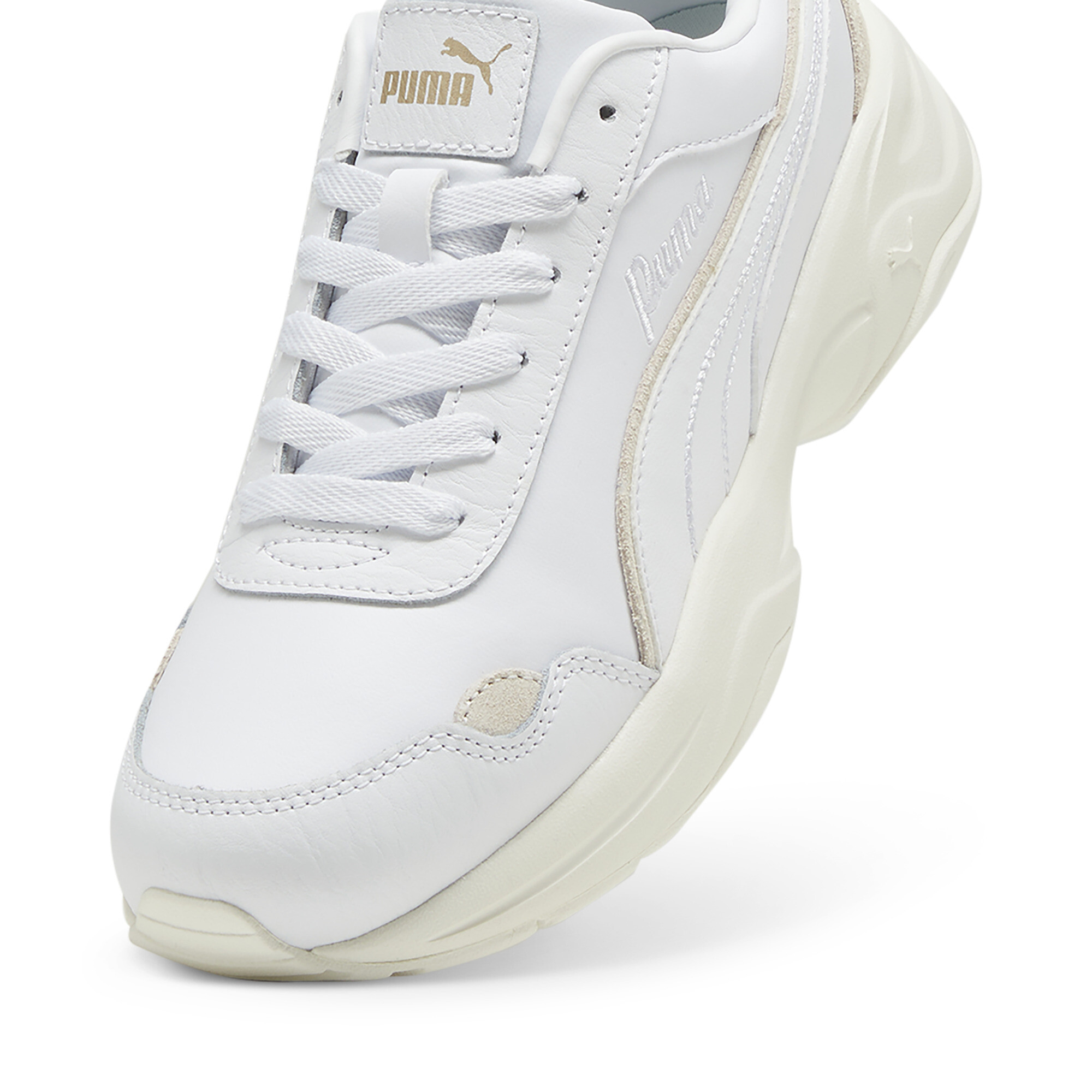 Cilia Mode Lux uniseks sneakers voor Dames, Wit/Goud, Maat 37,5 | PUMA