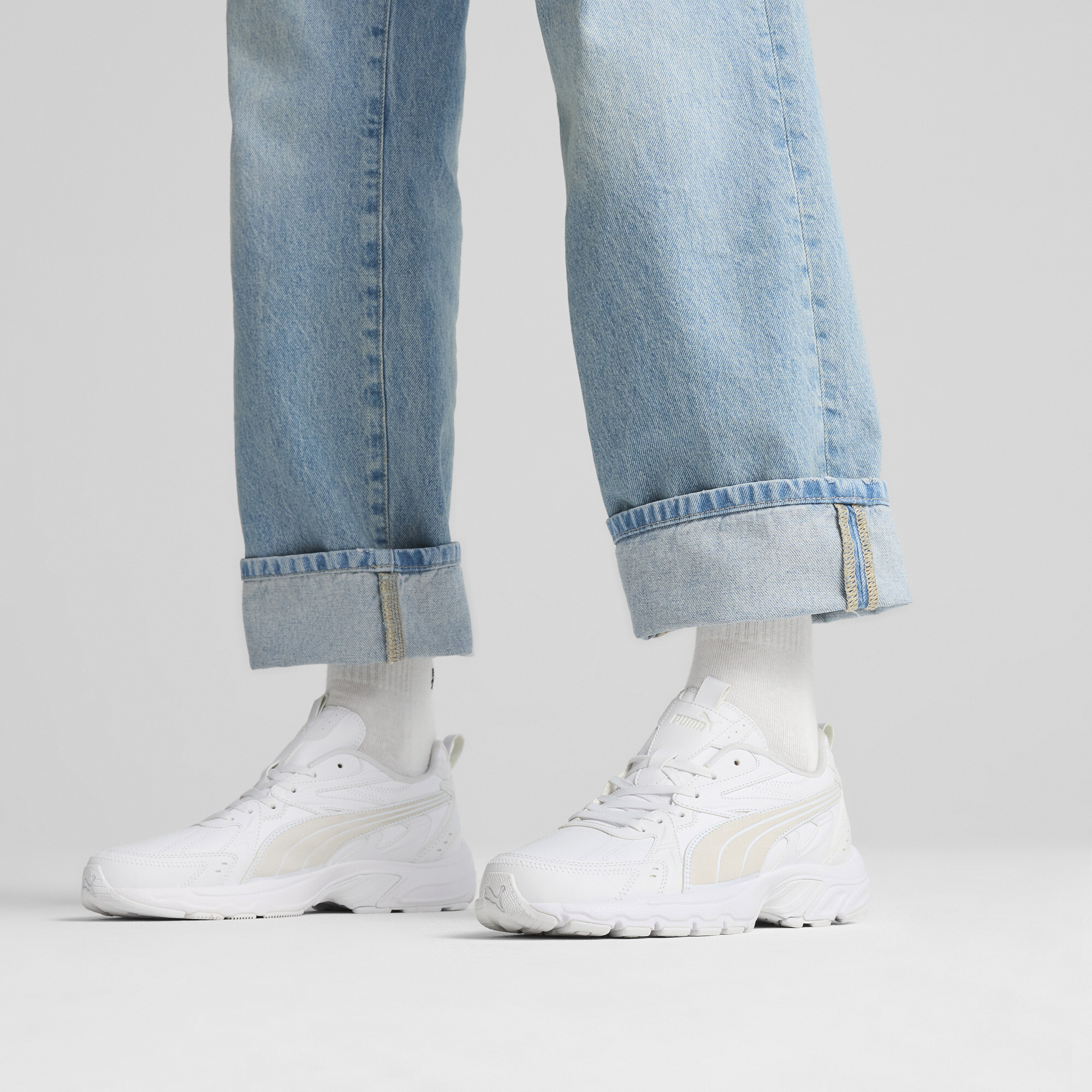 PUMA Milenio Tech Leather unisex sneakers, Grijs/Wit, Maat 47 thumbnail 8