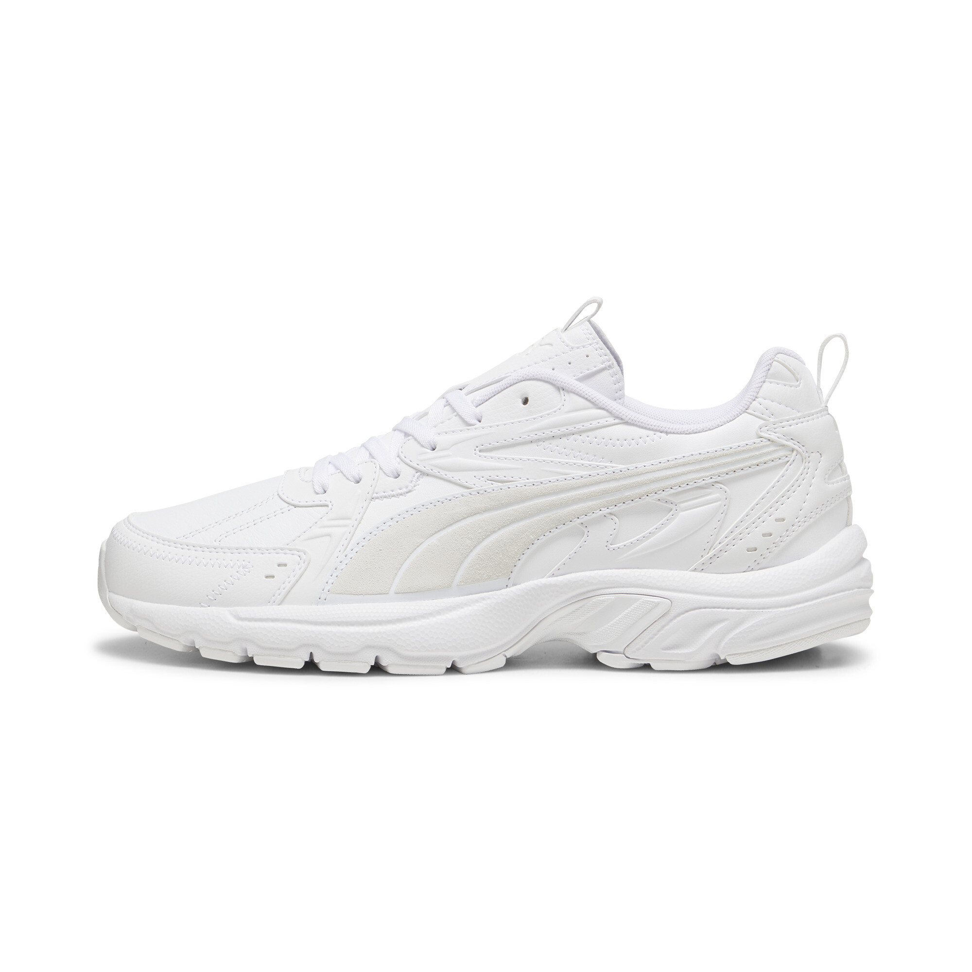 Puma Milenio Tech Leather Sneakers Unisex Schuhe | White/Feather Gray | Größe: 46