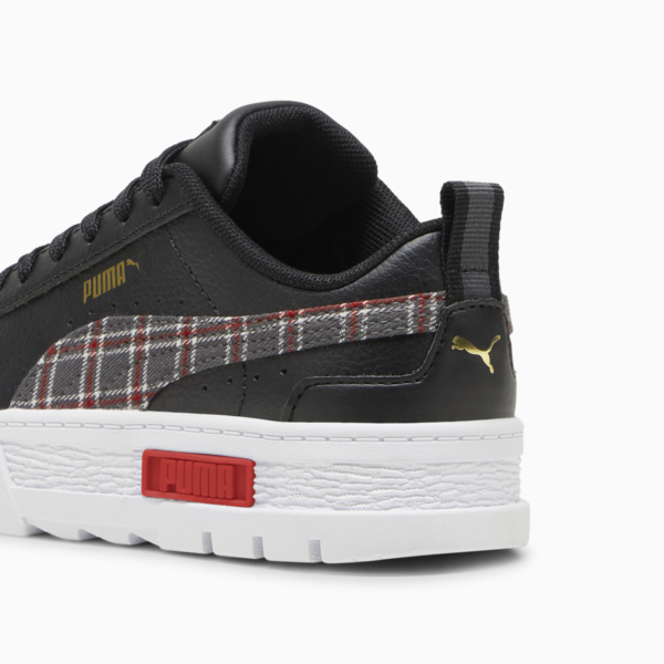 Mayze Winter Tartan Sneakers Kids, PUMA Black-For All Time Red, large-ZAF