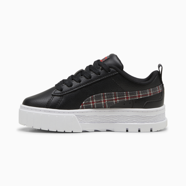 Mayze Winter Tartan Sneakers Kids, PUMA Black-For All Time Red, large-ZAF
