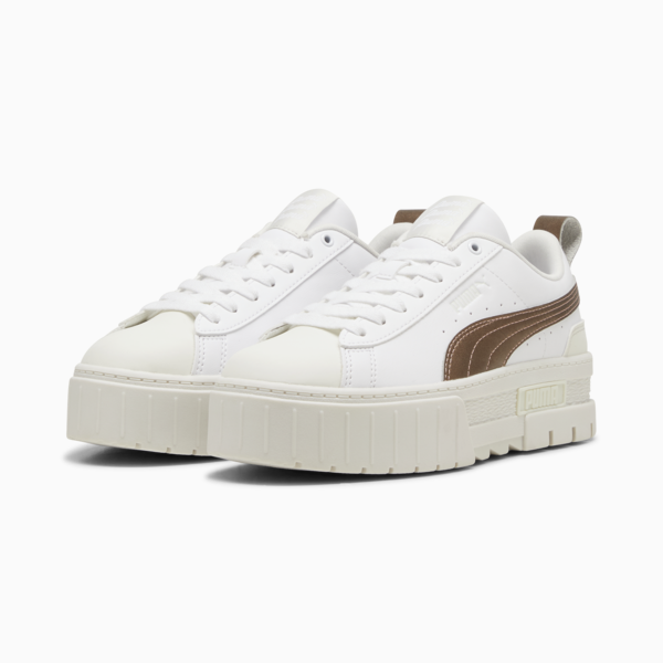 Mayze Glow-Up Sneakers Women, PUMA White-Vapor Gray, large-MEX