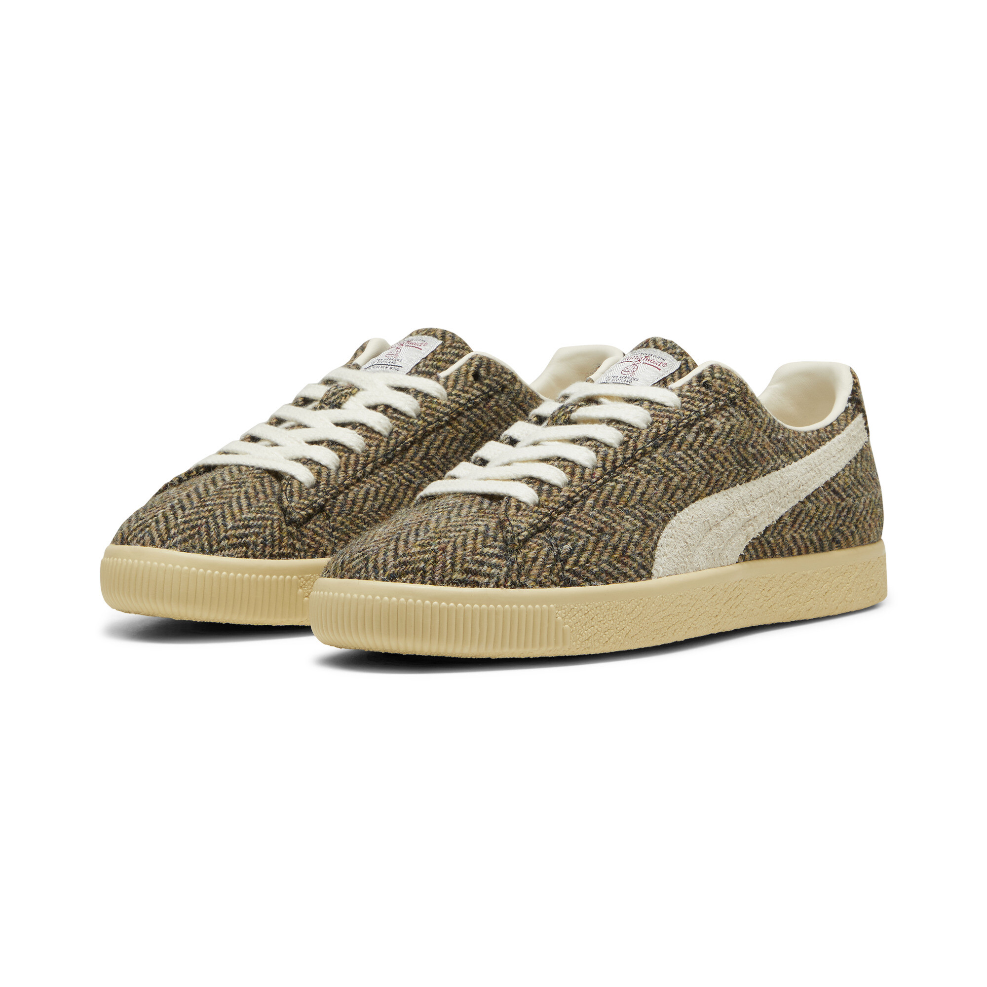 Puma Clyde Harris Tweed Sneakers Unisex, Beige, Size 37, Shoes