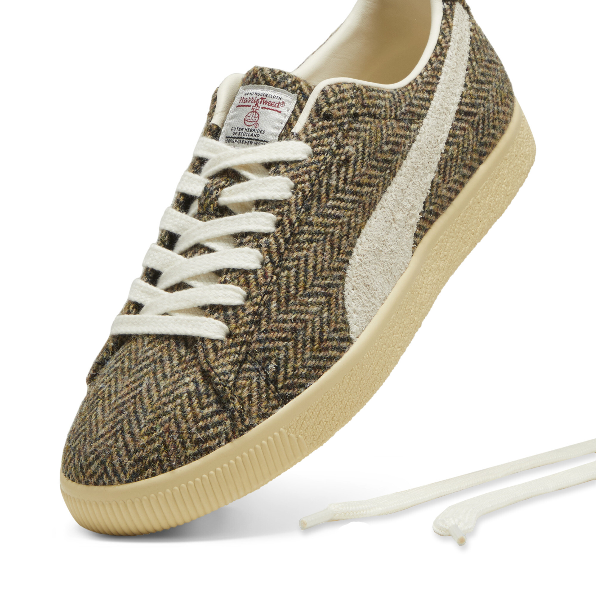 Puma Clyde Harris Tweed Sneakers Unisex, Beige, Size 37, Shoes