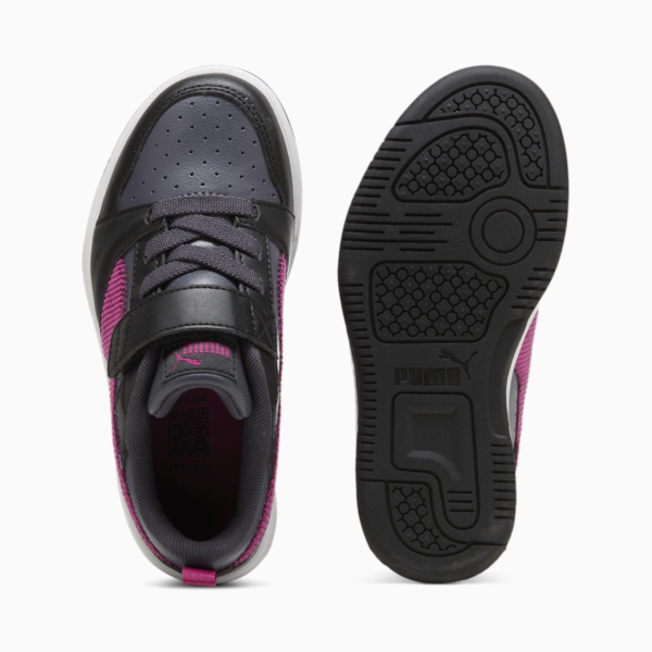 Rebound V6 lo Cord Sneakers Kids, PUMA Black-Magenta Gleam-Galactic Gray, large-ZAF