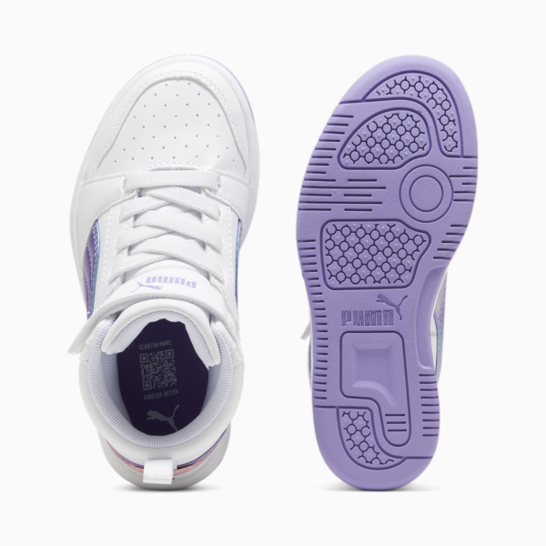 Rebound V6 Mid Bouncy Sky Sneakers Kids, PUMA White-Lavender Alert-Mauved Out, large-MEX