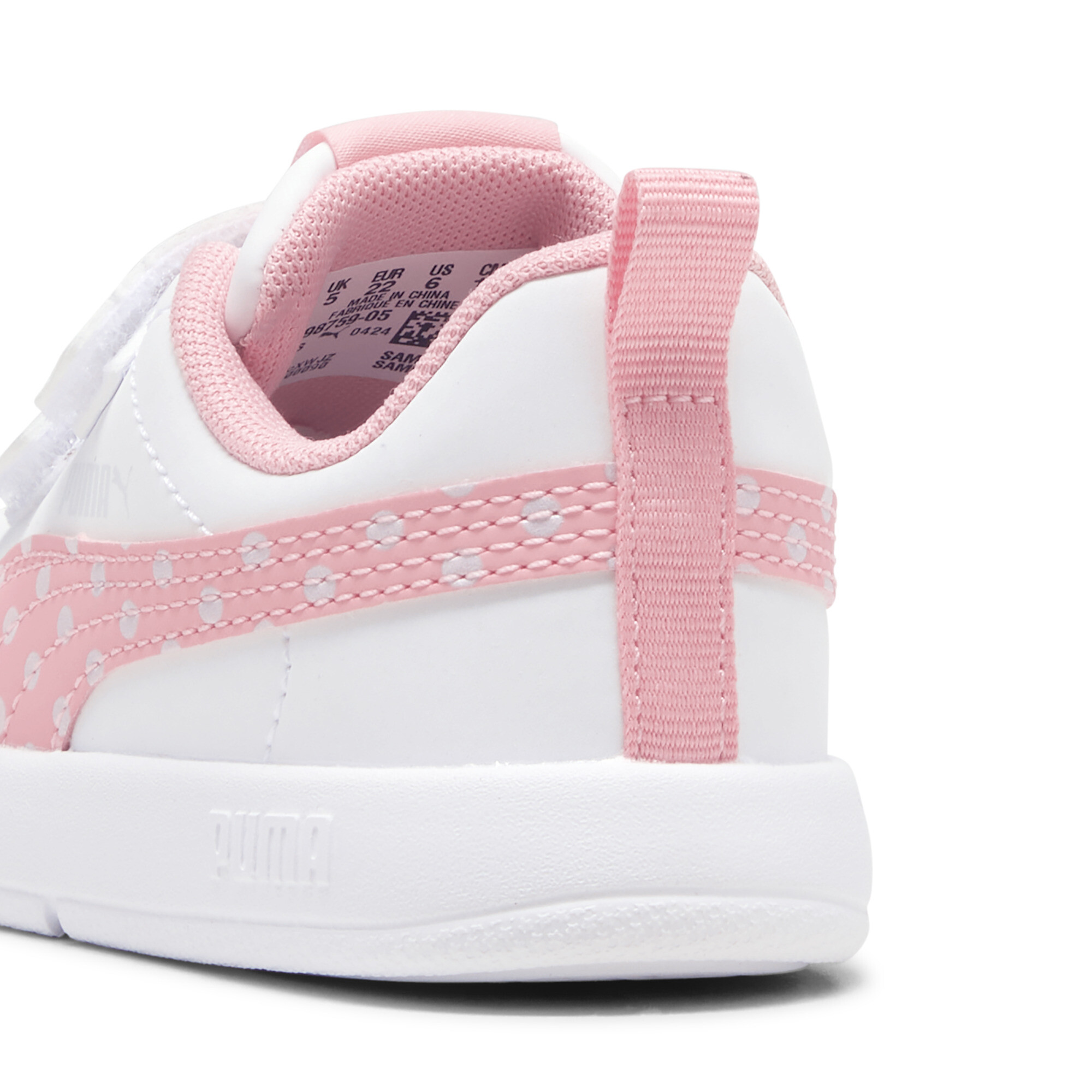PUMA Courtflex V3 Dotty sneakers voor Dames, Roze/Wit/Zilver, Maat 21 thumbnail 5