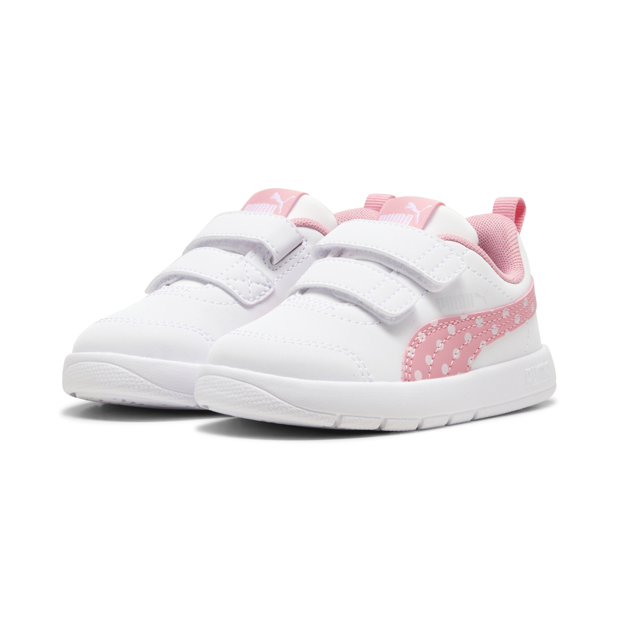 PUMA Courtflex V3 Dotty sneakers voor Dames, Roze/Wit/Zilver, Maat 21 thumbnail 6