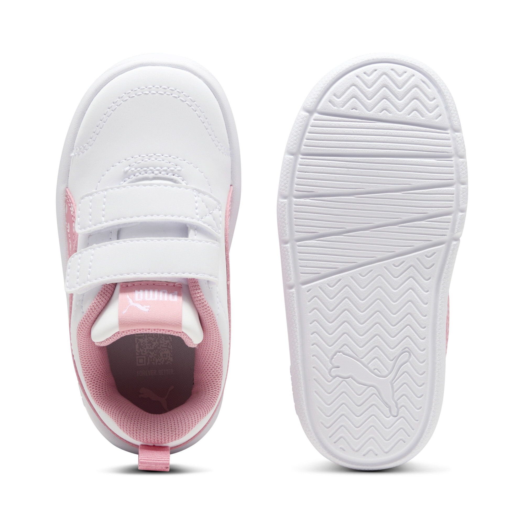 PUMA Courtflex V3 Dotty sneakers voor Dames, Roze/Wit/Zilver, Maat 21 thumbnail 4