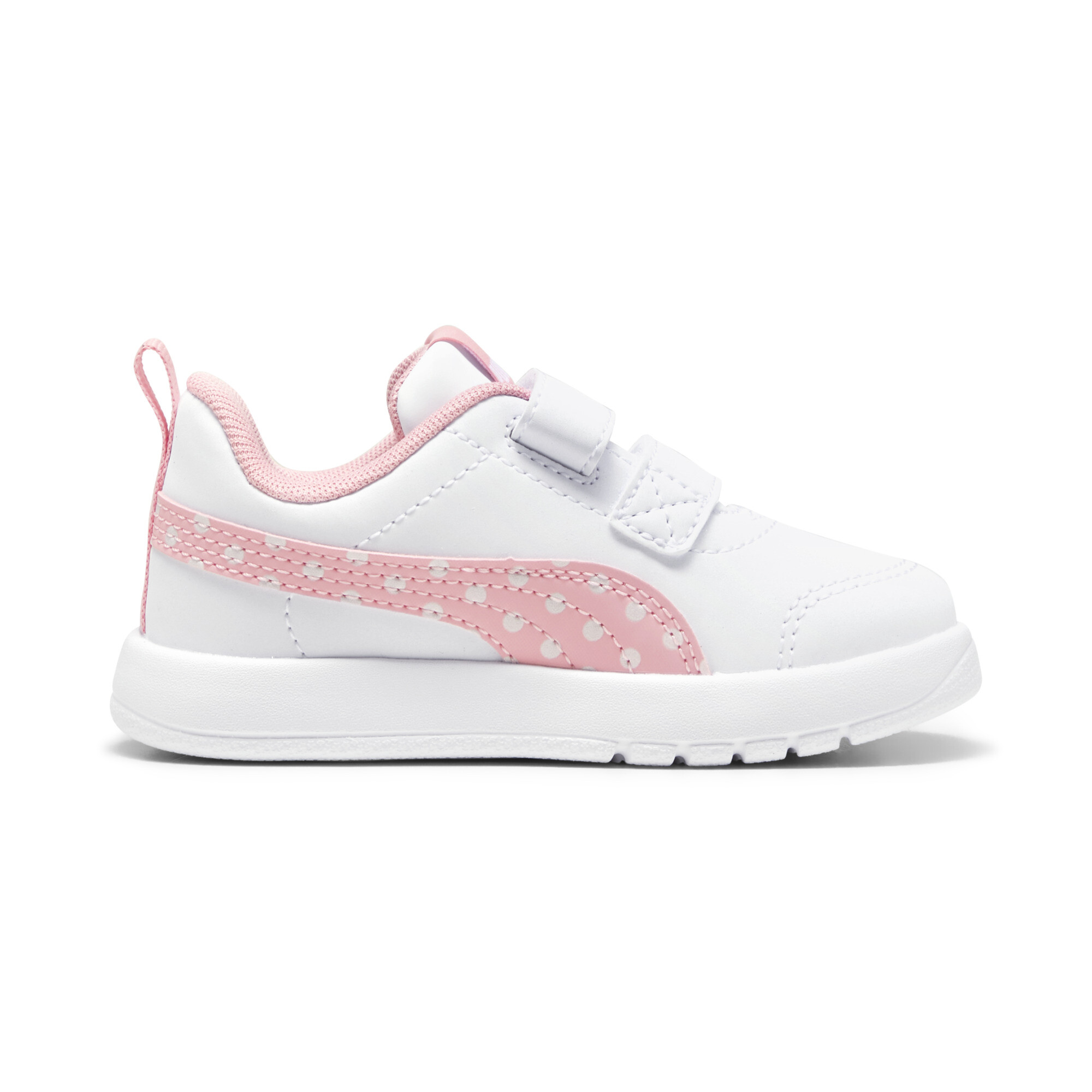PUMA Courtflex V3 Dotty sneakers voor Dames, Roze/Wit/Zilver, Maat 21 thumbnail 3