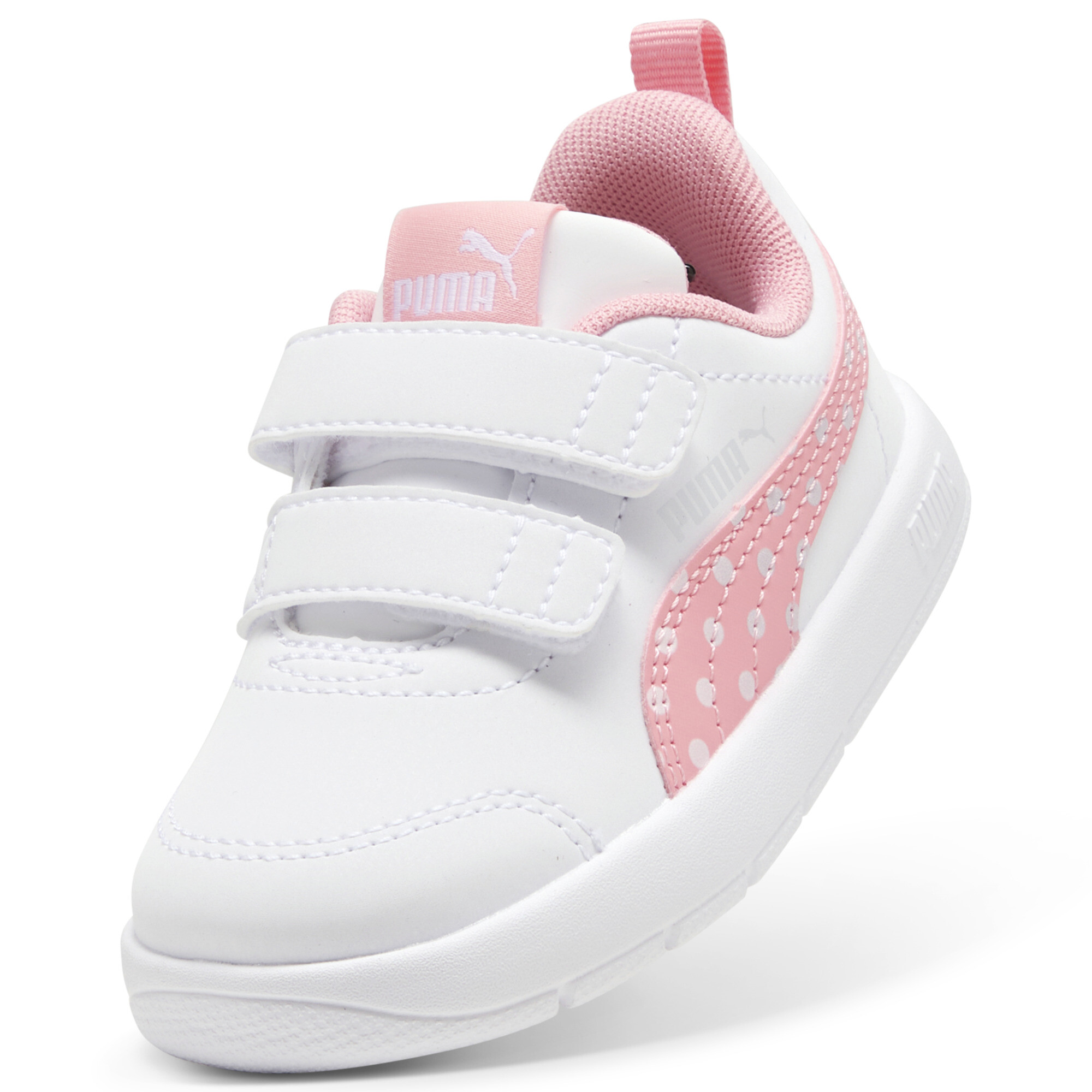PUMA Courtflex V3 Dotty sneakers voor Dames, Roze/Wit/Zilver, Maat 21 thumbnail 2