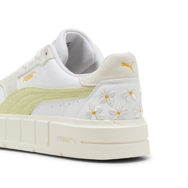 Cali Court Embroidery Sneakers Women, Pistachio Green-Warm White, large-ZAF