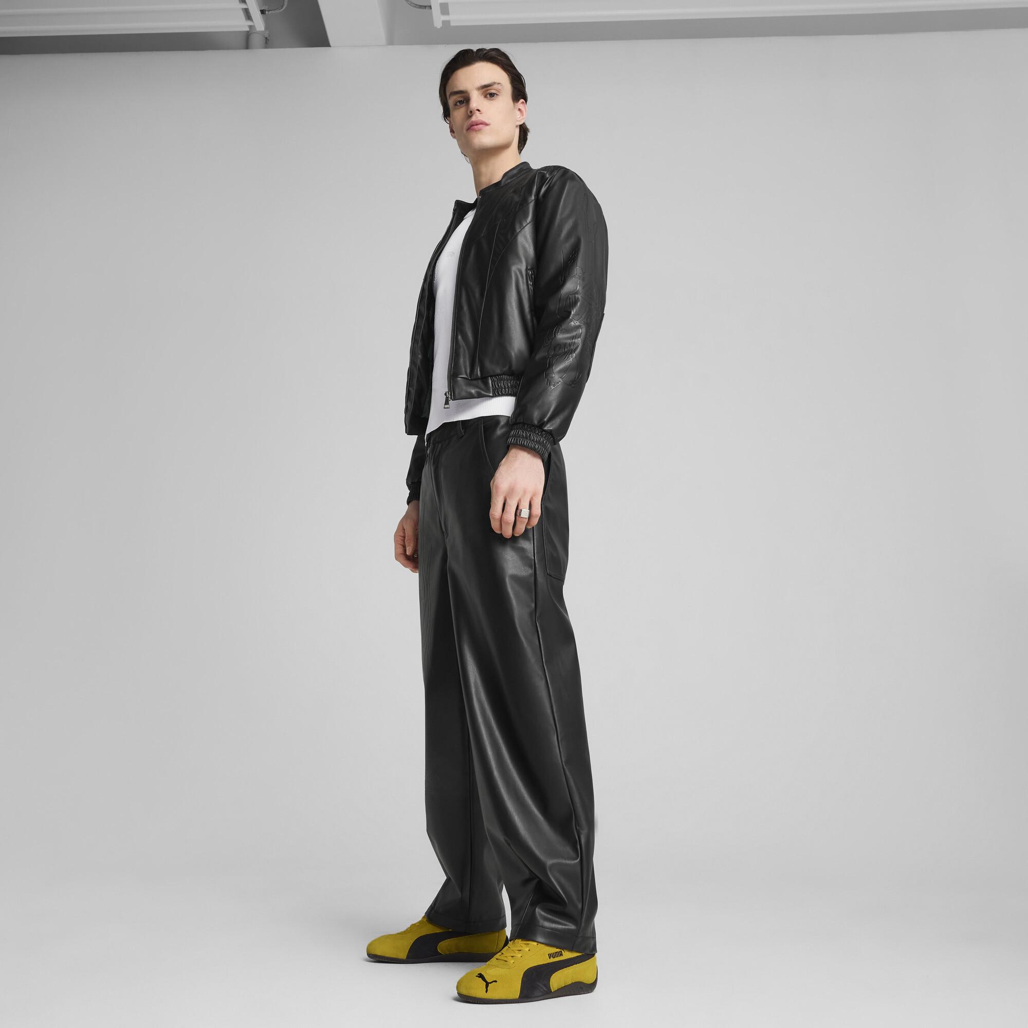 PUMA Speedcat OG uniseks sneakers, Zwart/Geel, Maat 46 thumbnail 9