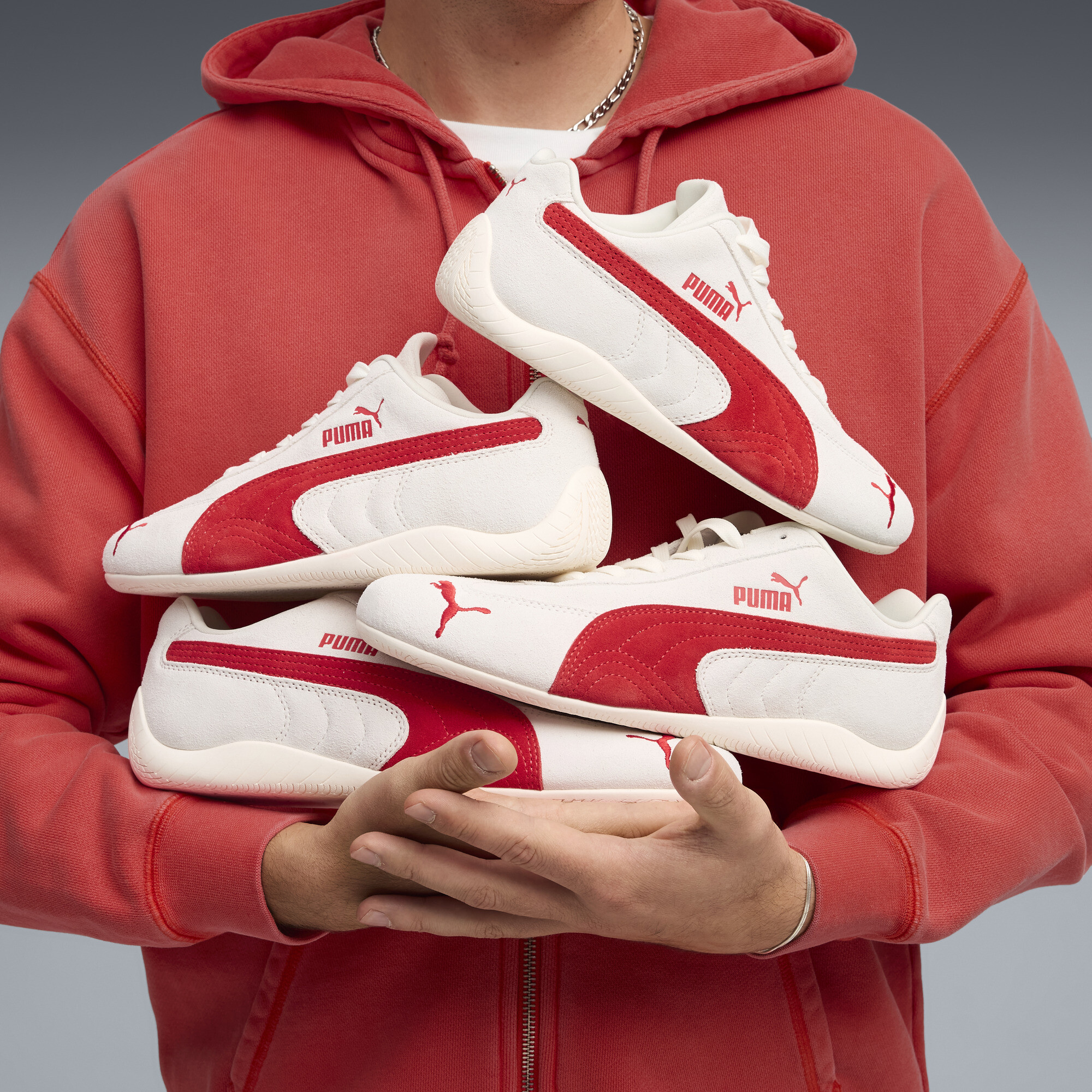 PUMA Speedcat OG uniseks sneakers, Grijs/Rood, Maat 44 thumbnail 8