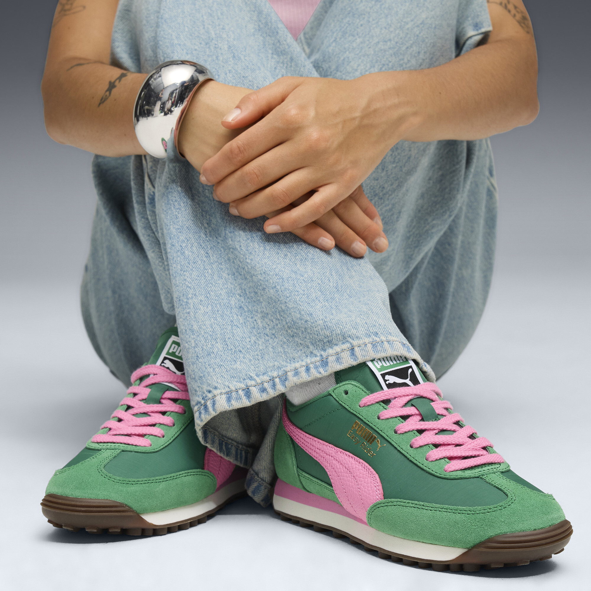 PUMA Easy Rider Vintage uniseks sneakers, Roze/Groen, Maat 39 thumbnail 8