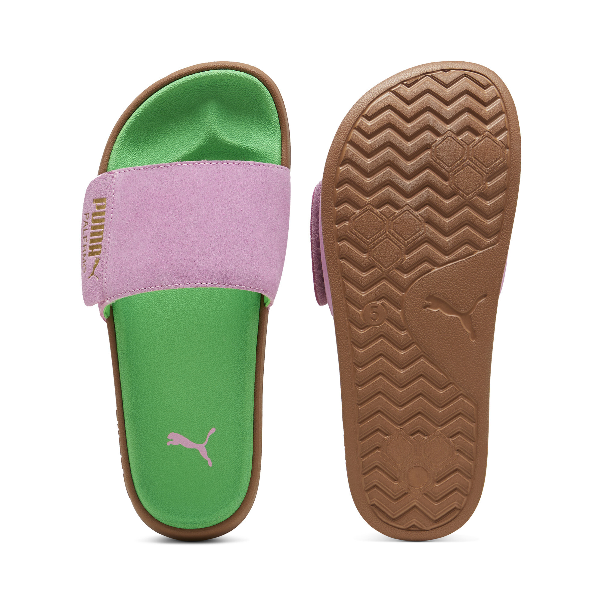 Puma Leadcat 2.0 Palermo Foil Slides Unisex | Pink Delight/Gold/Green | Größe: 40.5